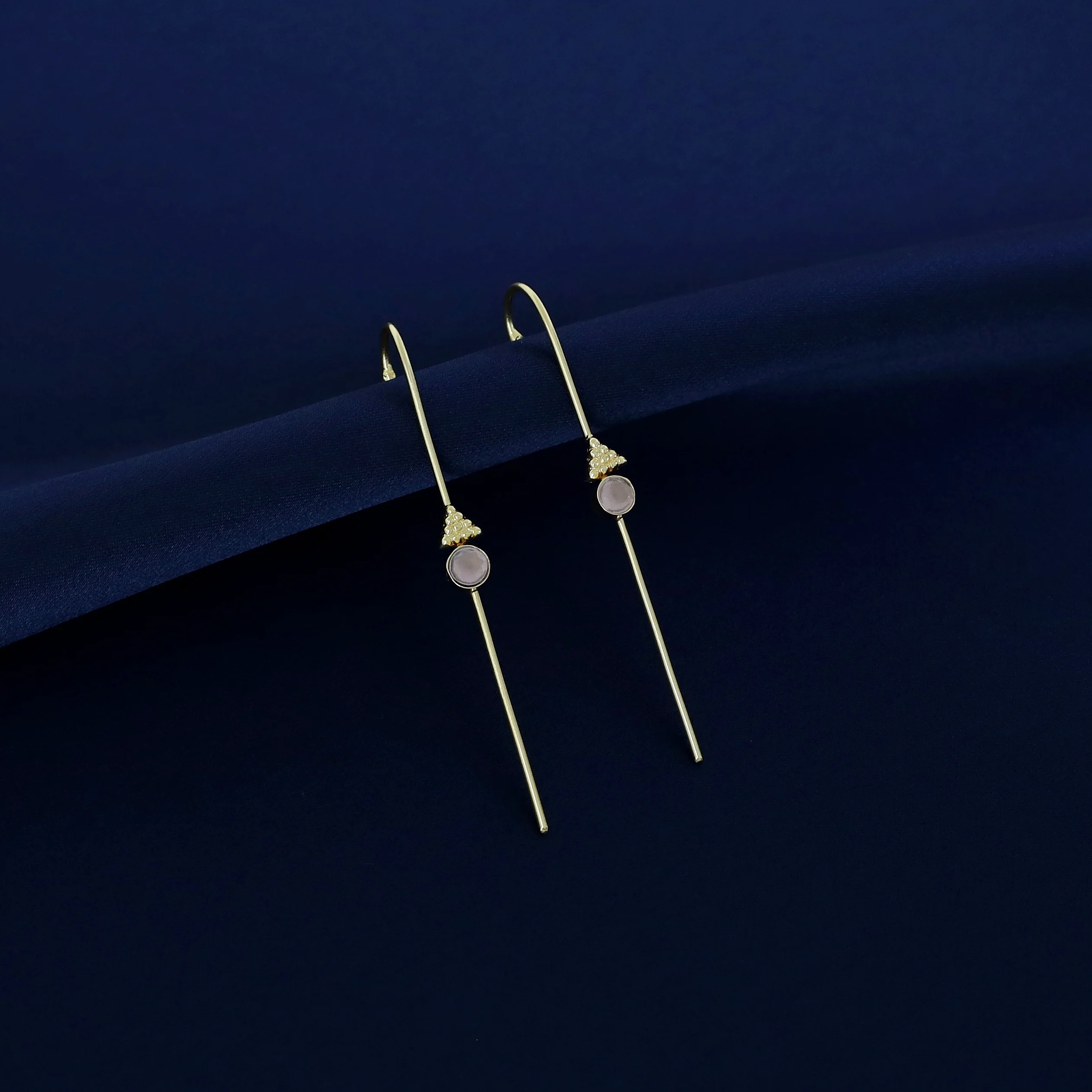 Golden Triangle Round Glossy Stone Ear-cuff (Set Of 2) - Image 15