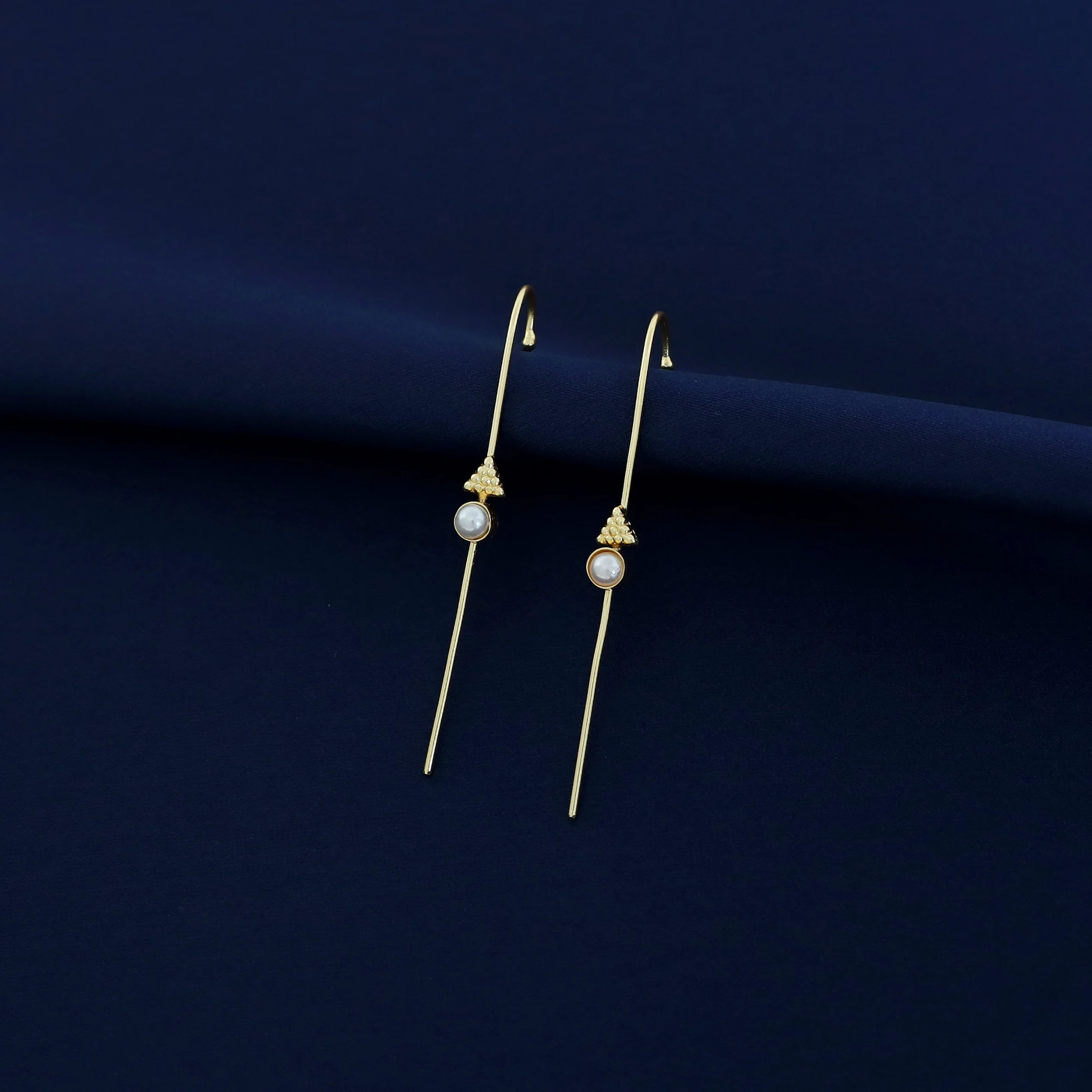 Golden Triangle Round Glossy Stone Ear-cuff (Set Of 2) - Image 3
