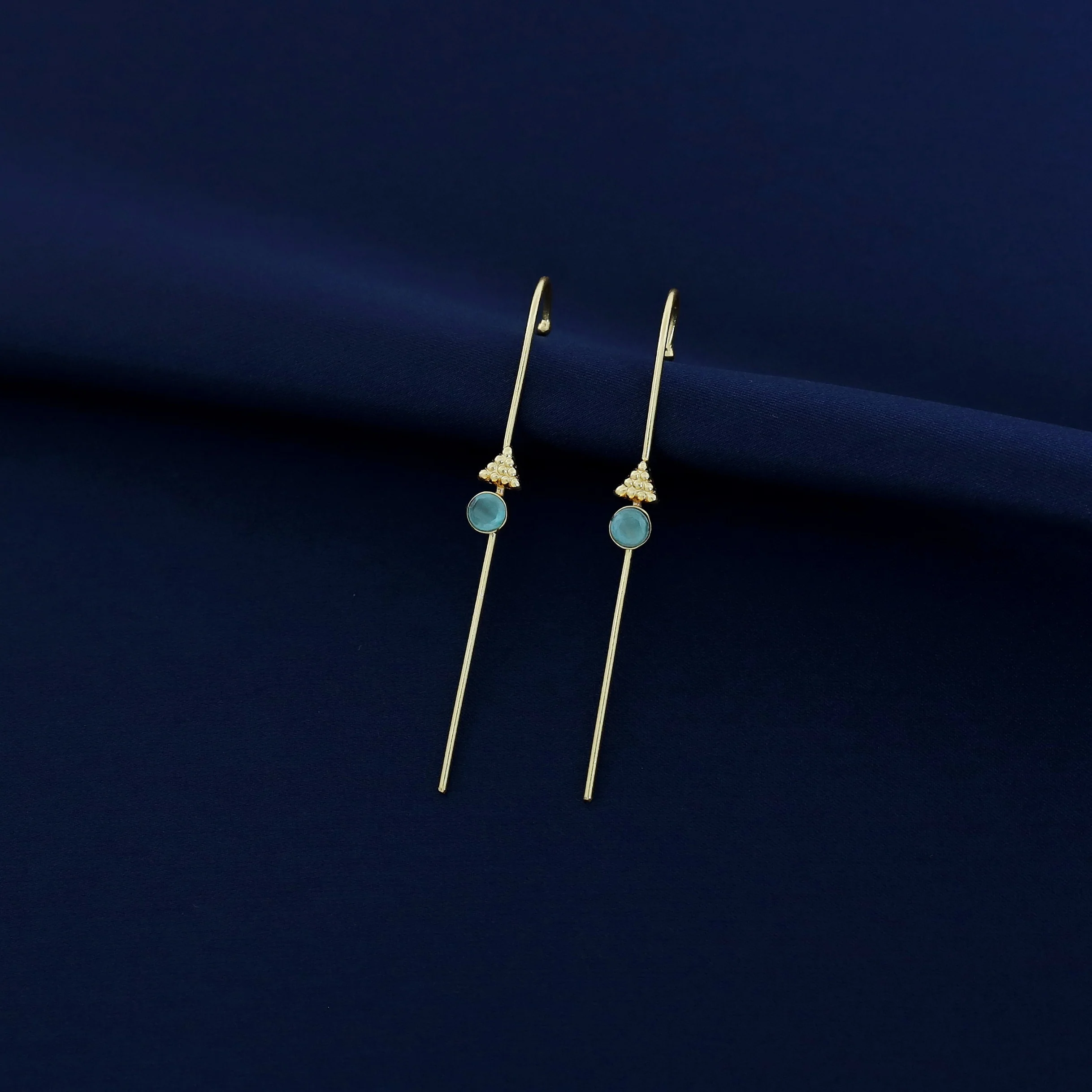 Golden Triangle Round Glossy Stone Ear-cuff (Set Of 2) - Image 4