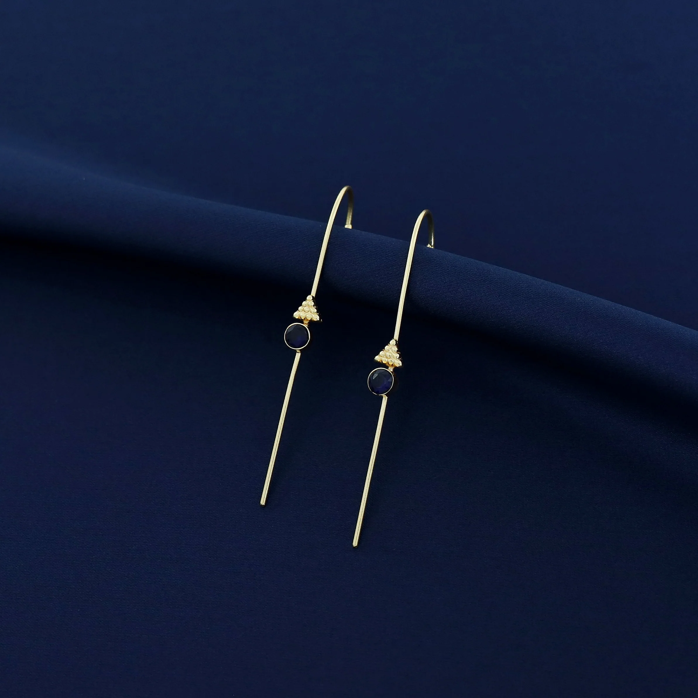 Golden Triangle Round Glossy Stone Ear-cuff (Set Of 2) - Image 7