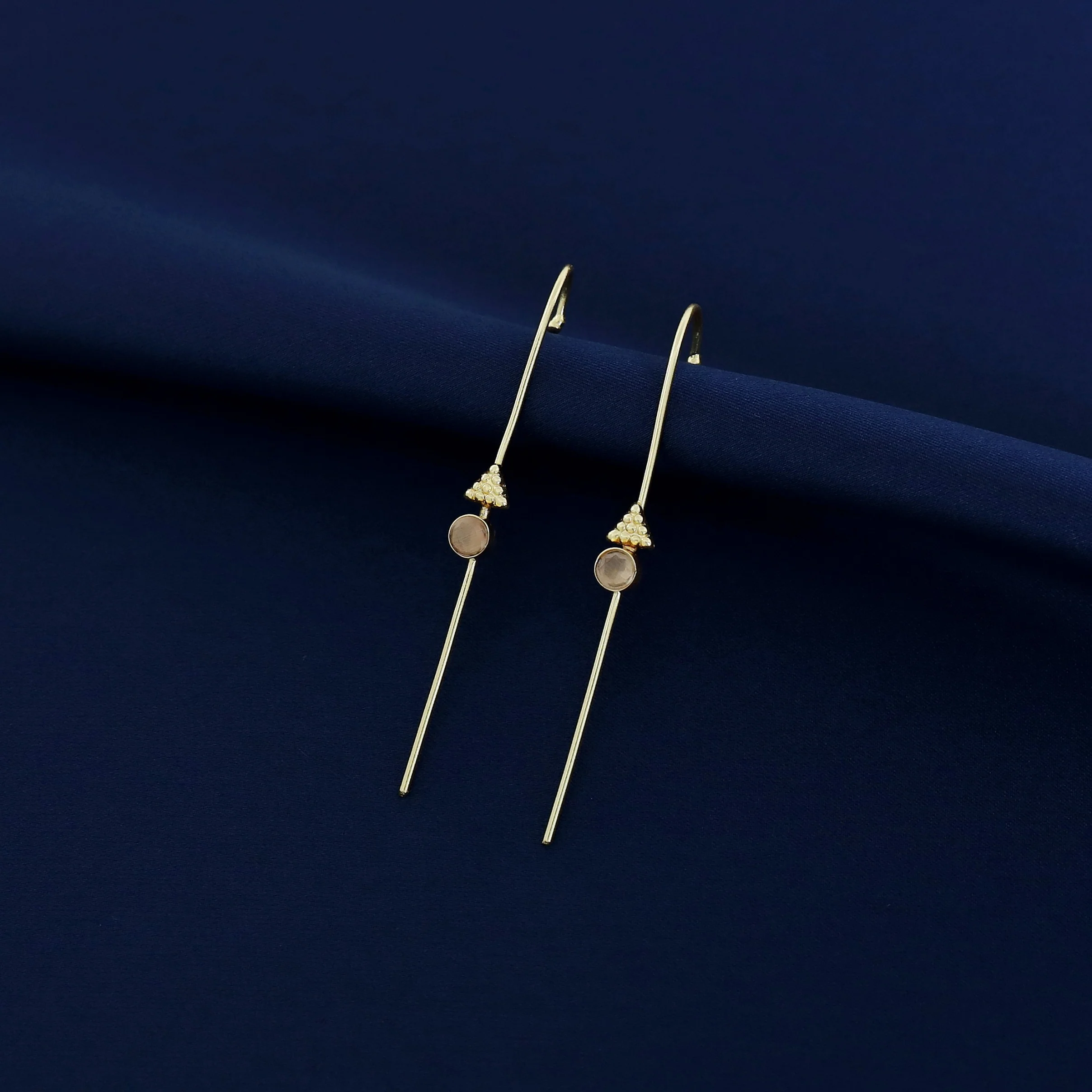 Golden Triangle Round Glossy Stone Ear-cuff (Set Of 2) - Image 9