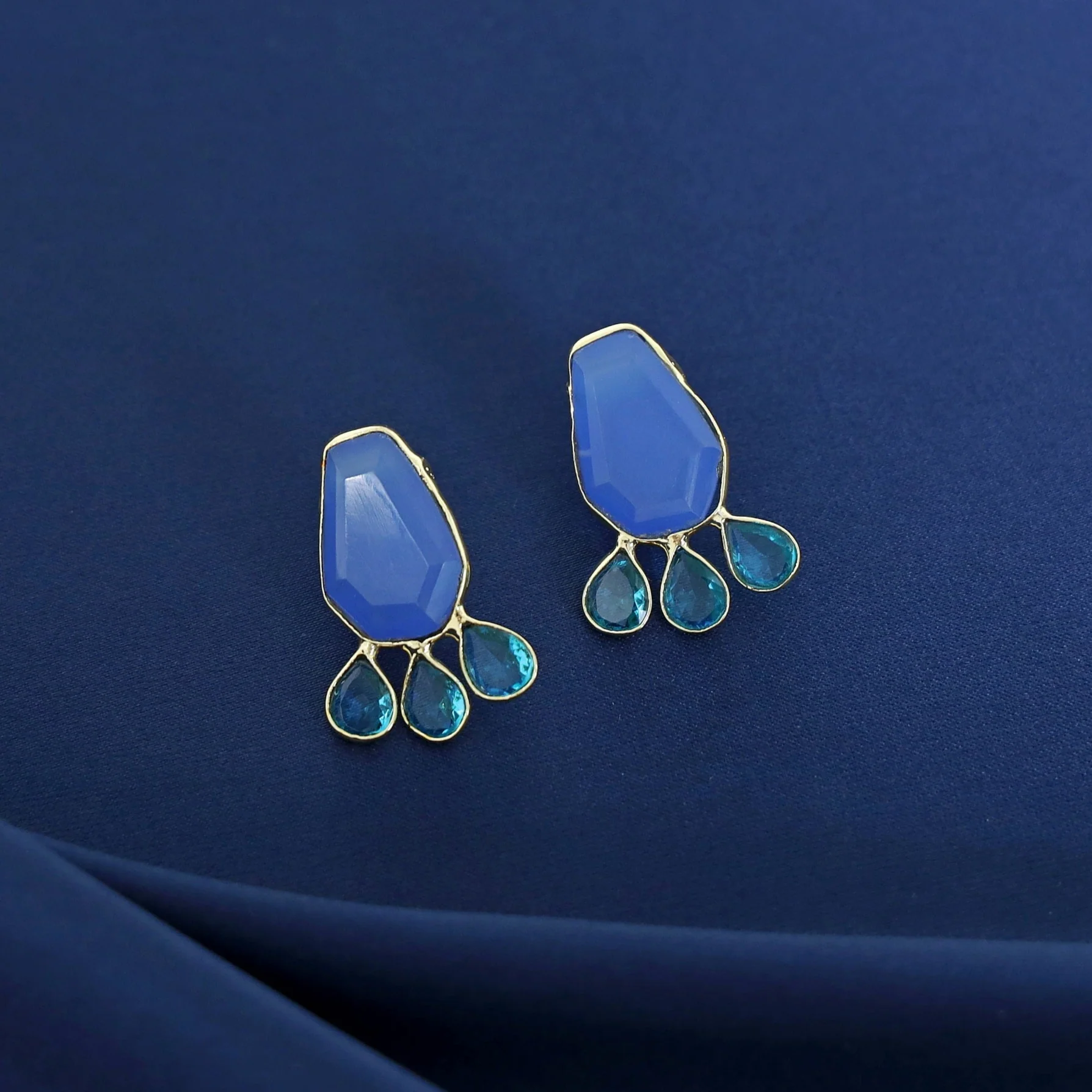 Nathalie Golden Hexagon + Drop Glossy Earring - Image 3