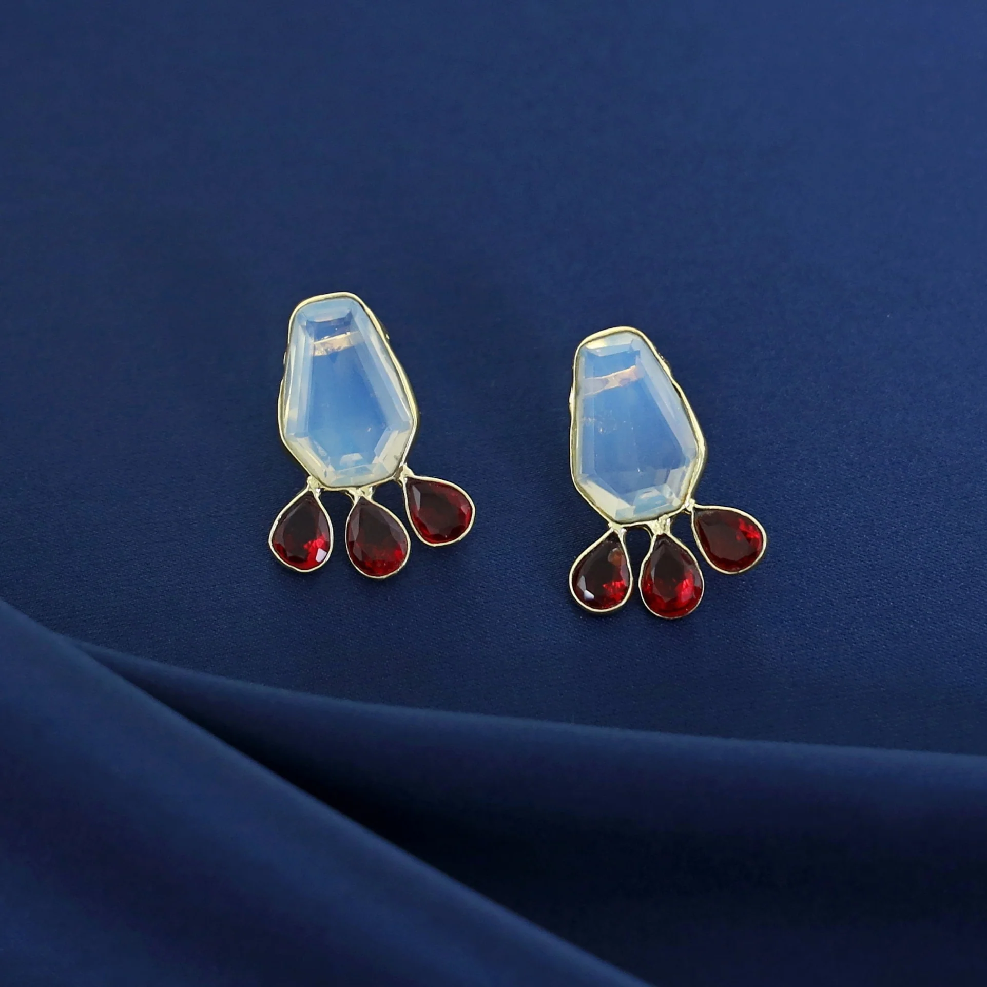Nathalie Golden Hexagon + Drop Glossy Earring - Image 4