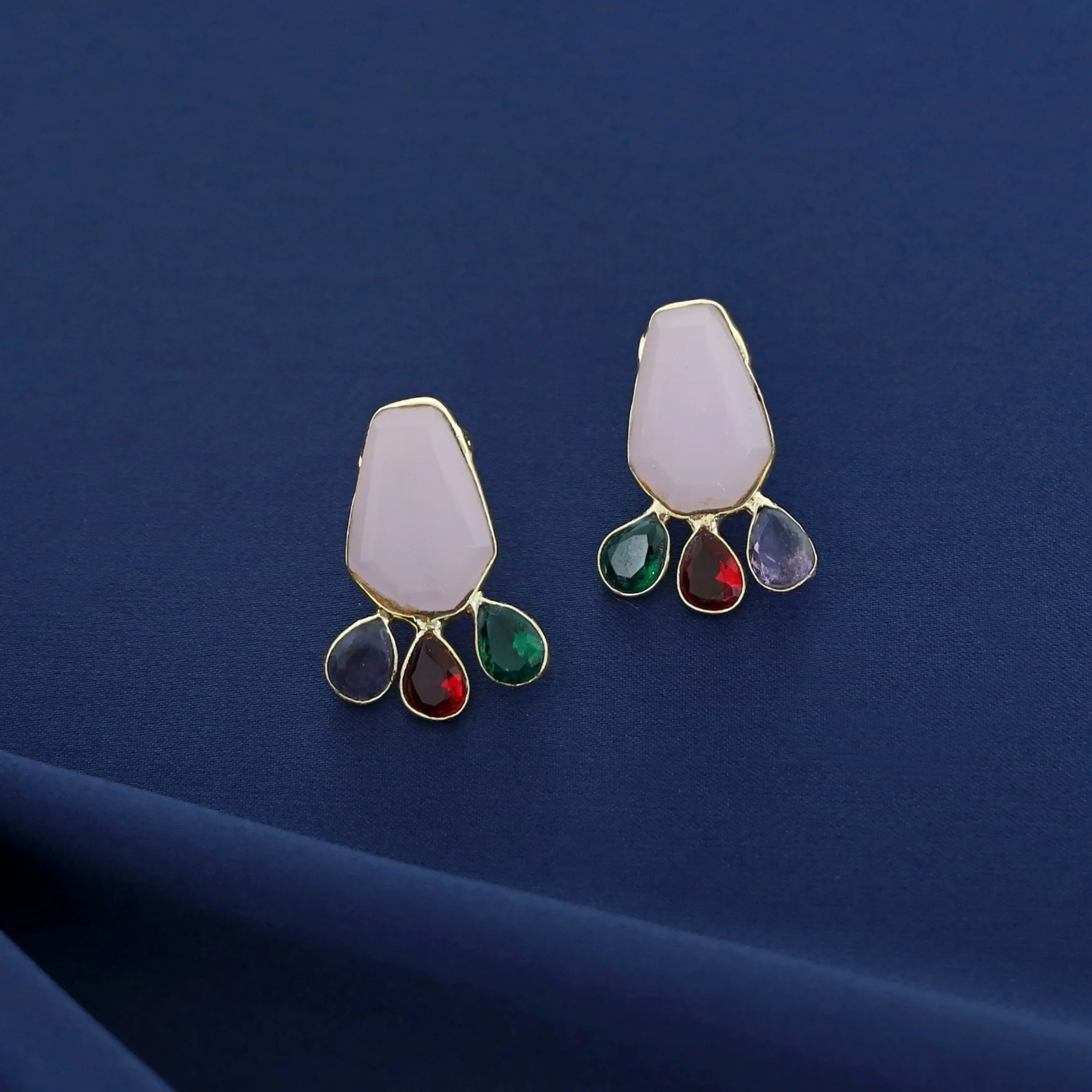 Nathalie Golden Hexagon + Drop Glossy Earring - Image 6