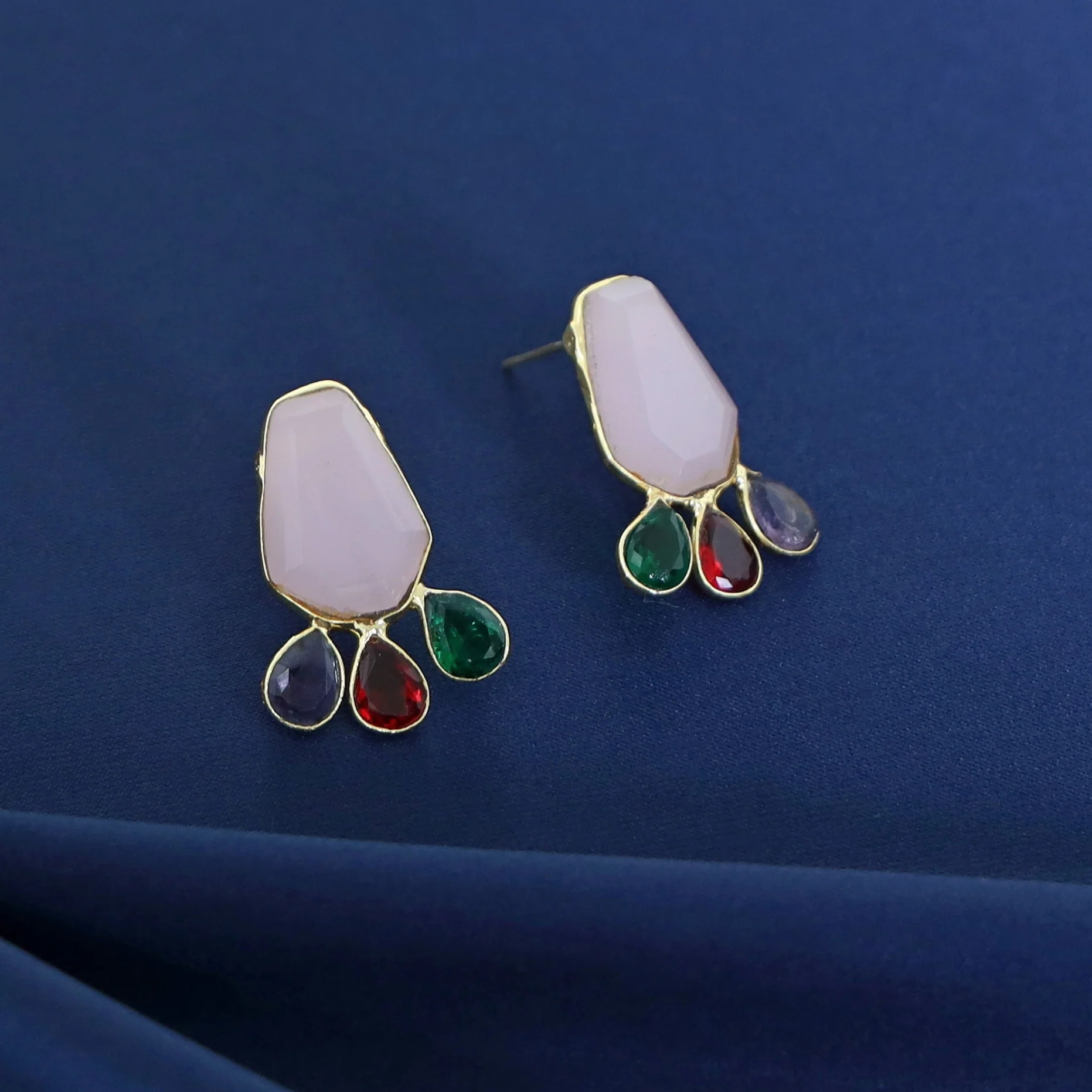 Nathalie Golden Hexagon + Drop Glossy Earring - Image 7