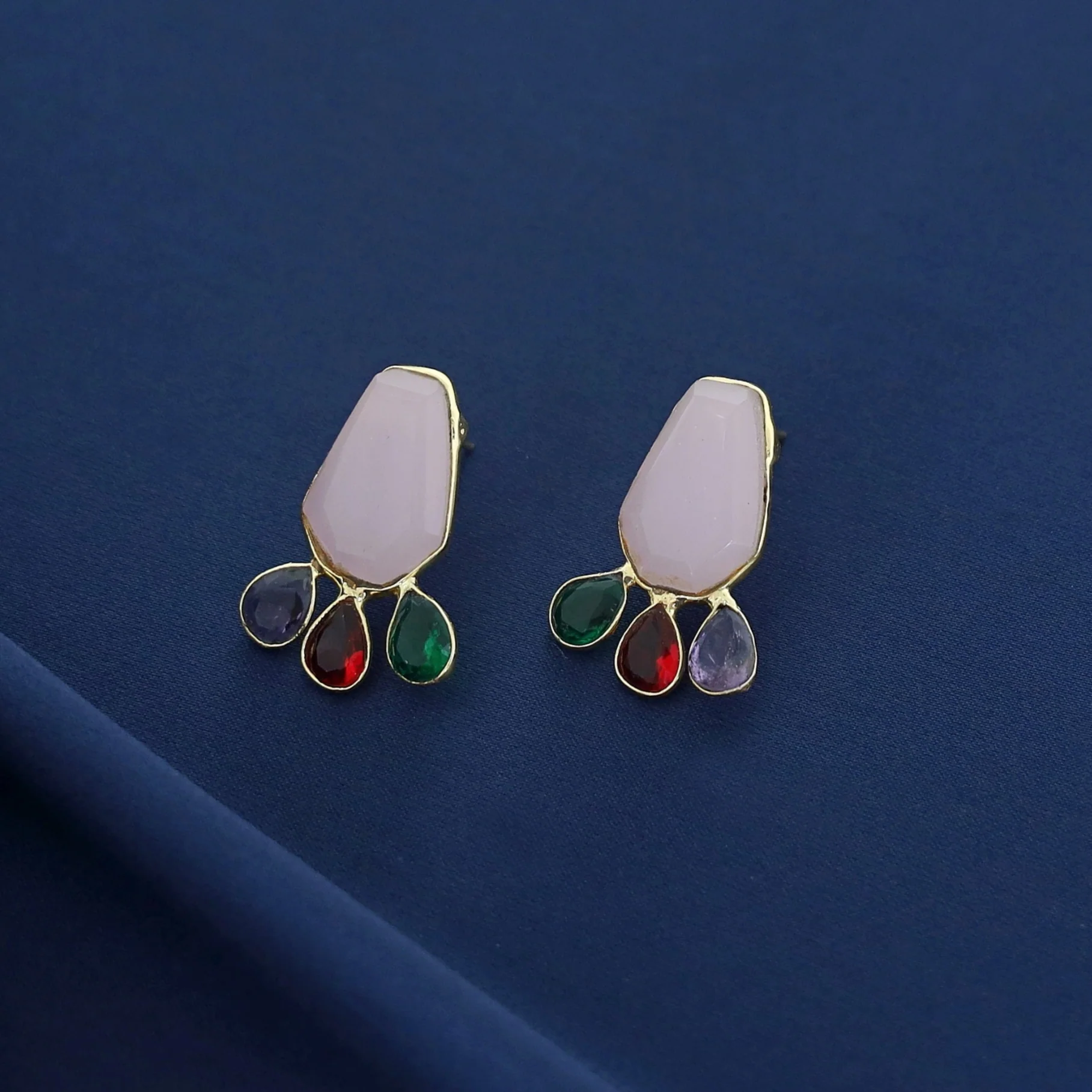 Nathalie Golden Hexagon + Drop Glossy Earring - Image 8