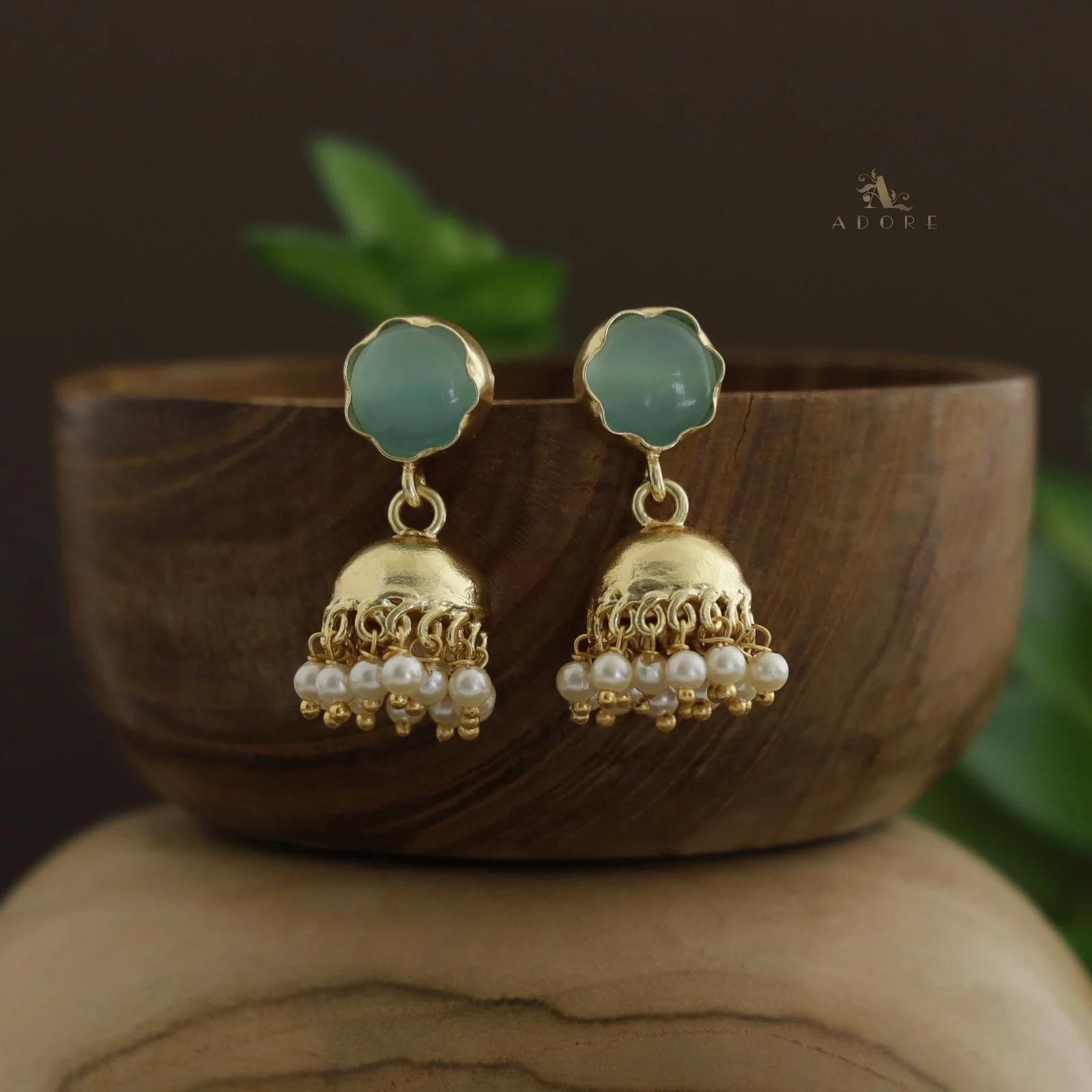 Nayeli Golden Pearl Jhumka - Image 10