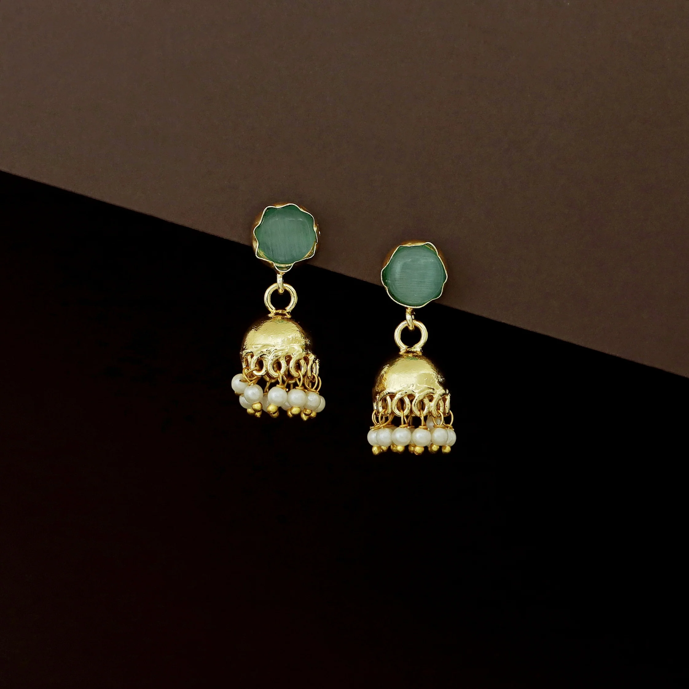 Nayeli Golden Pearl Jhumka - Image 11