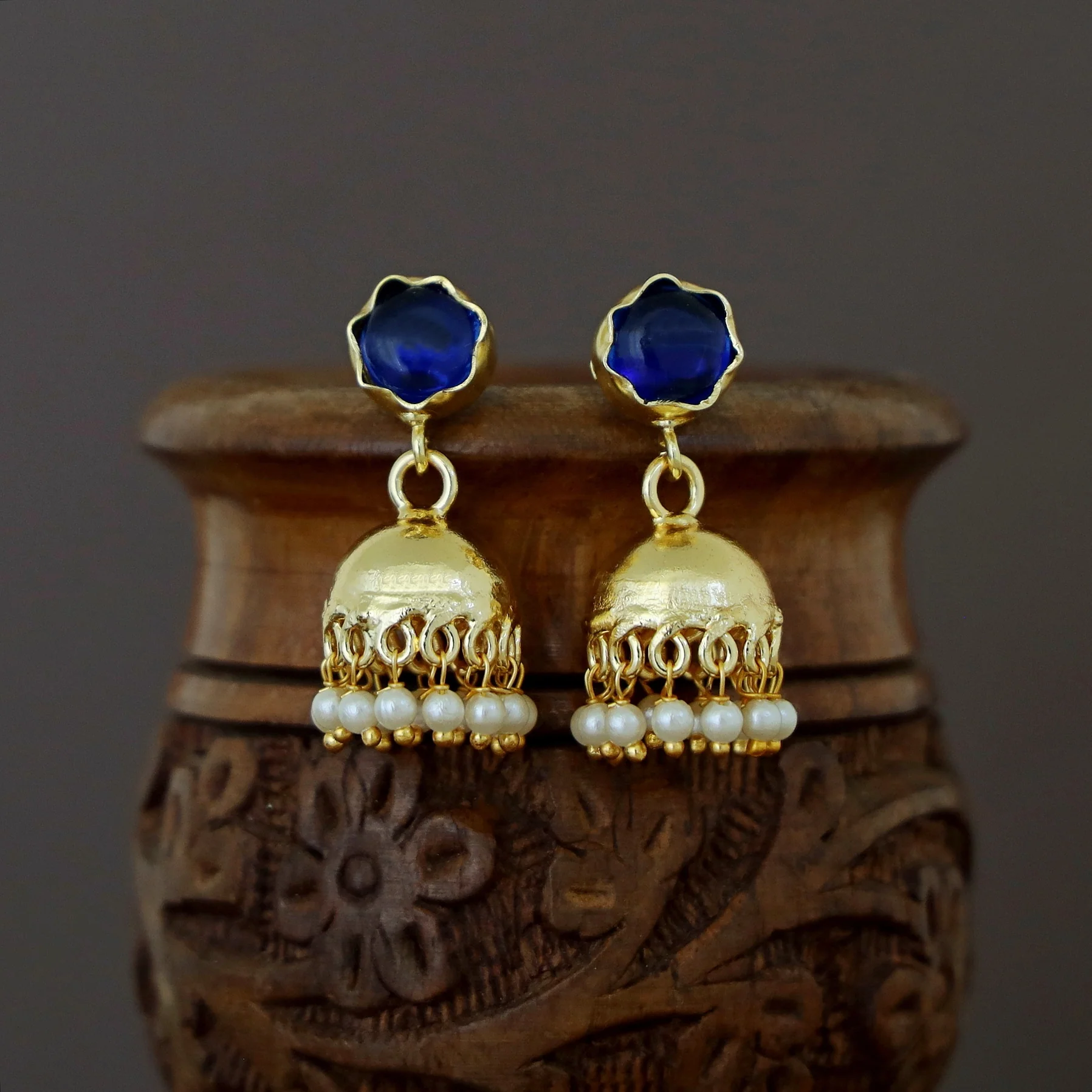 Nayeli Golden Pearl Jhumka - Image 12