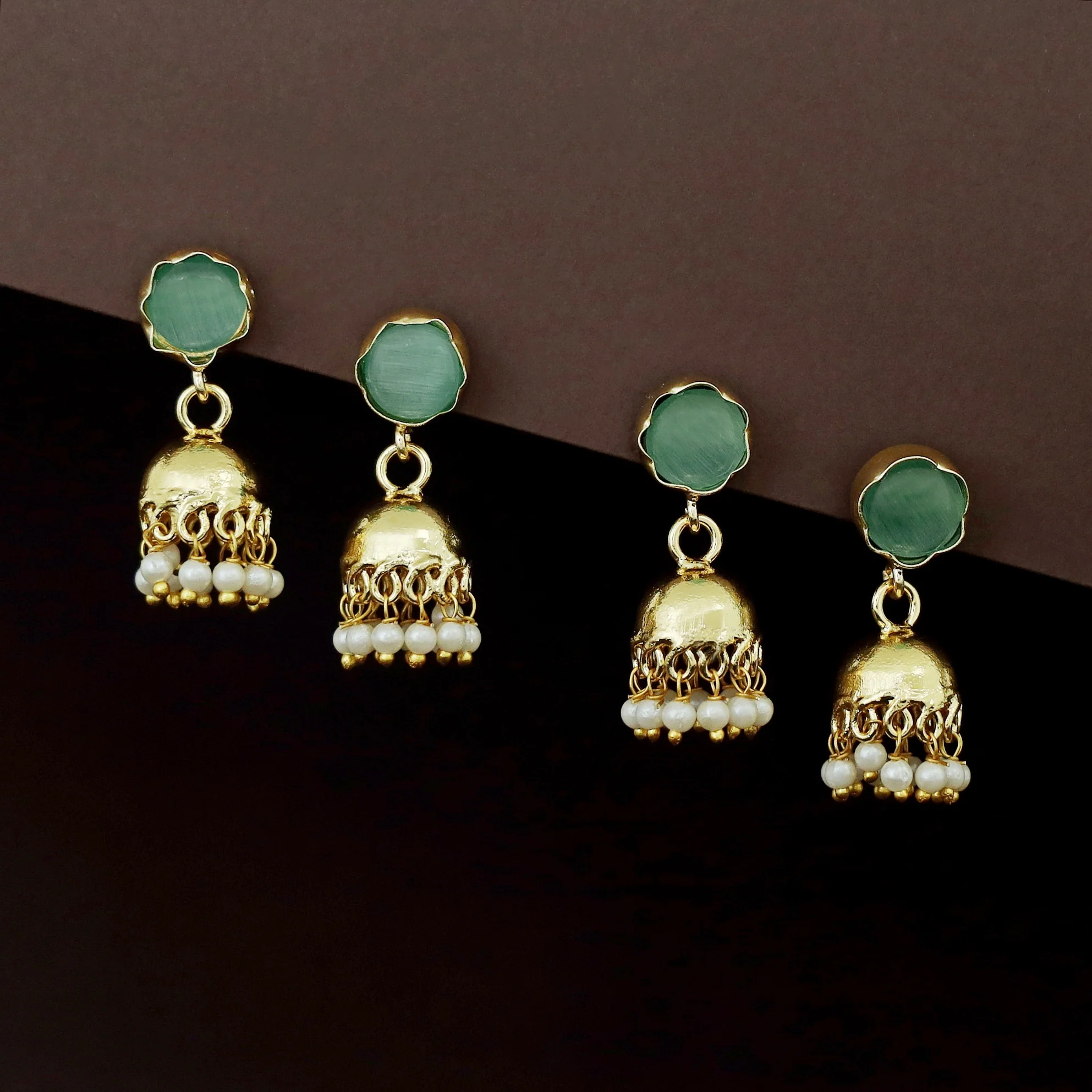 Nayeli Golden Pearl Jhumka - Image 19