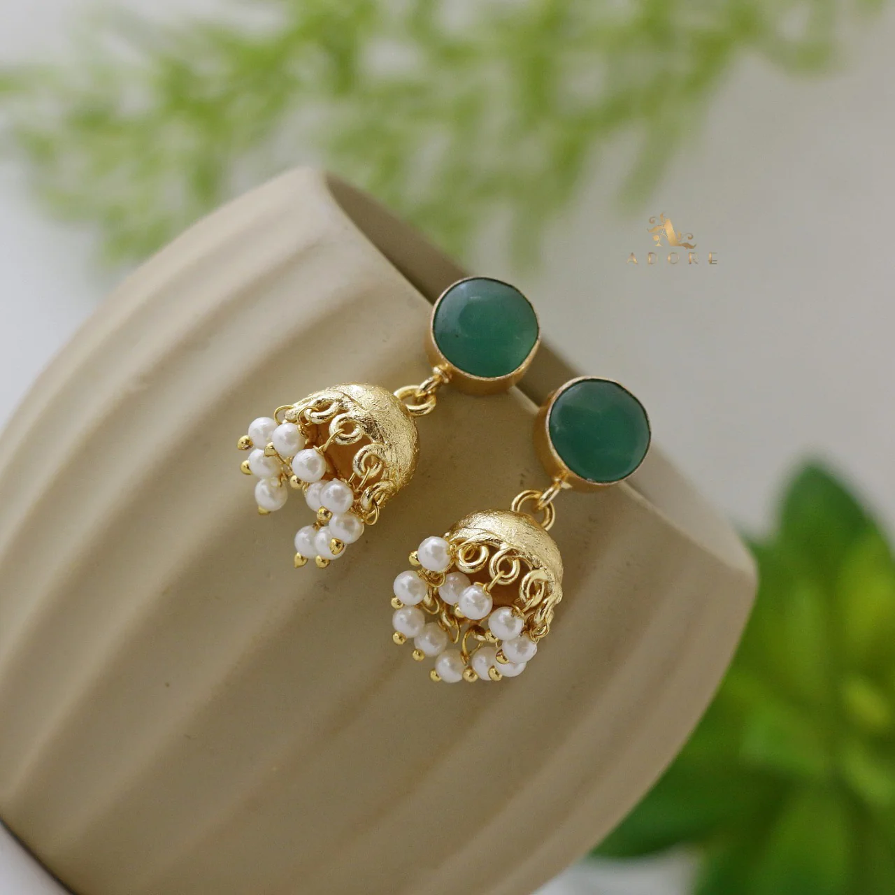 Nayeli Golden Pearl Jhumka - Image 21