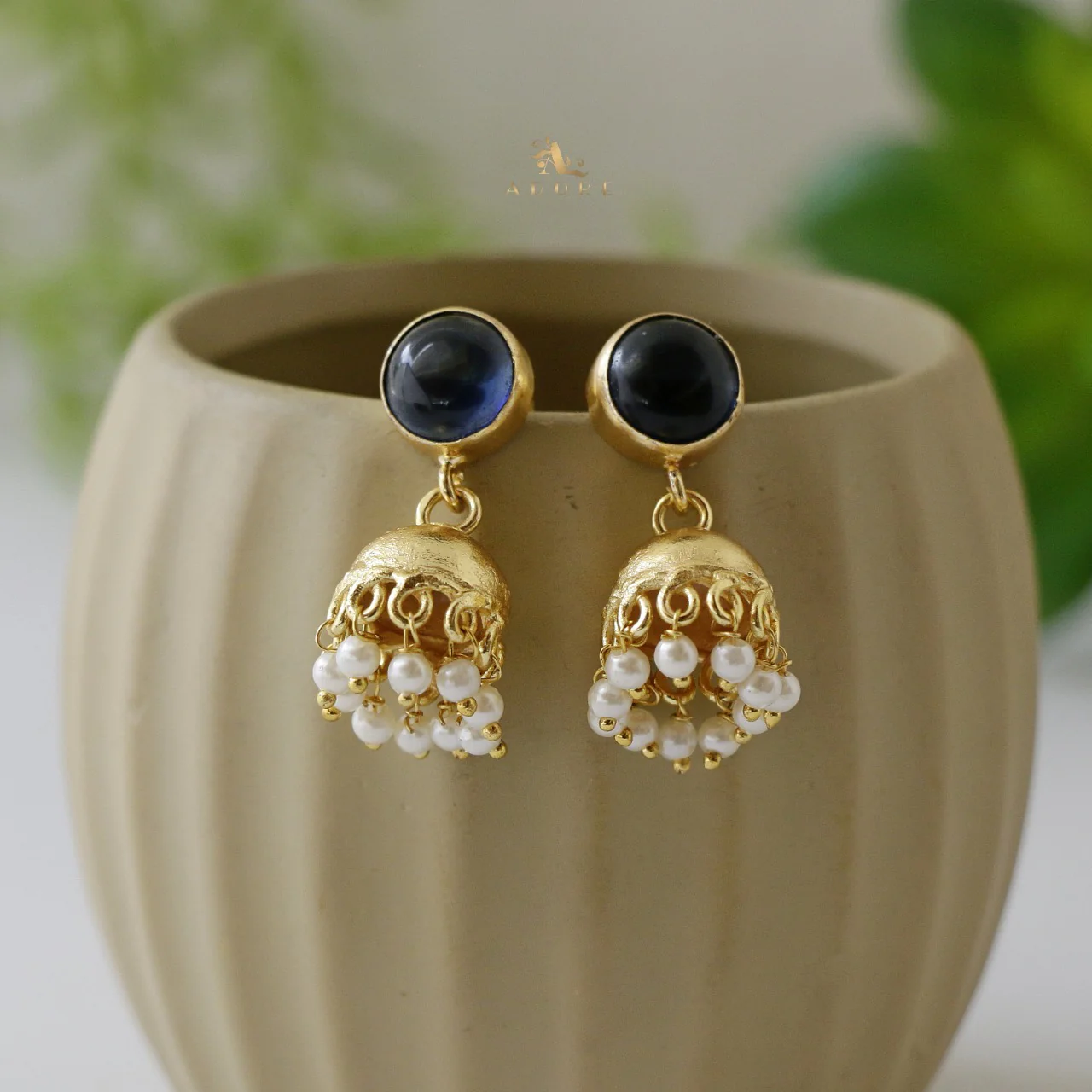 Nayeli Golden Pearl Jhumka - Image 22