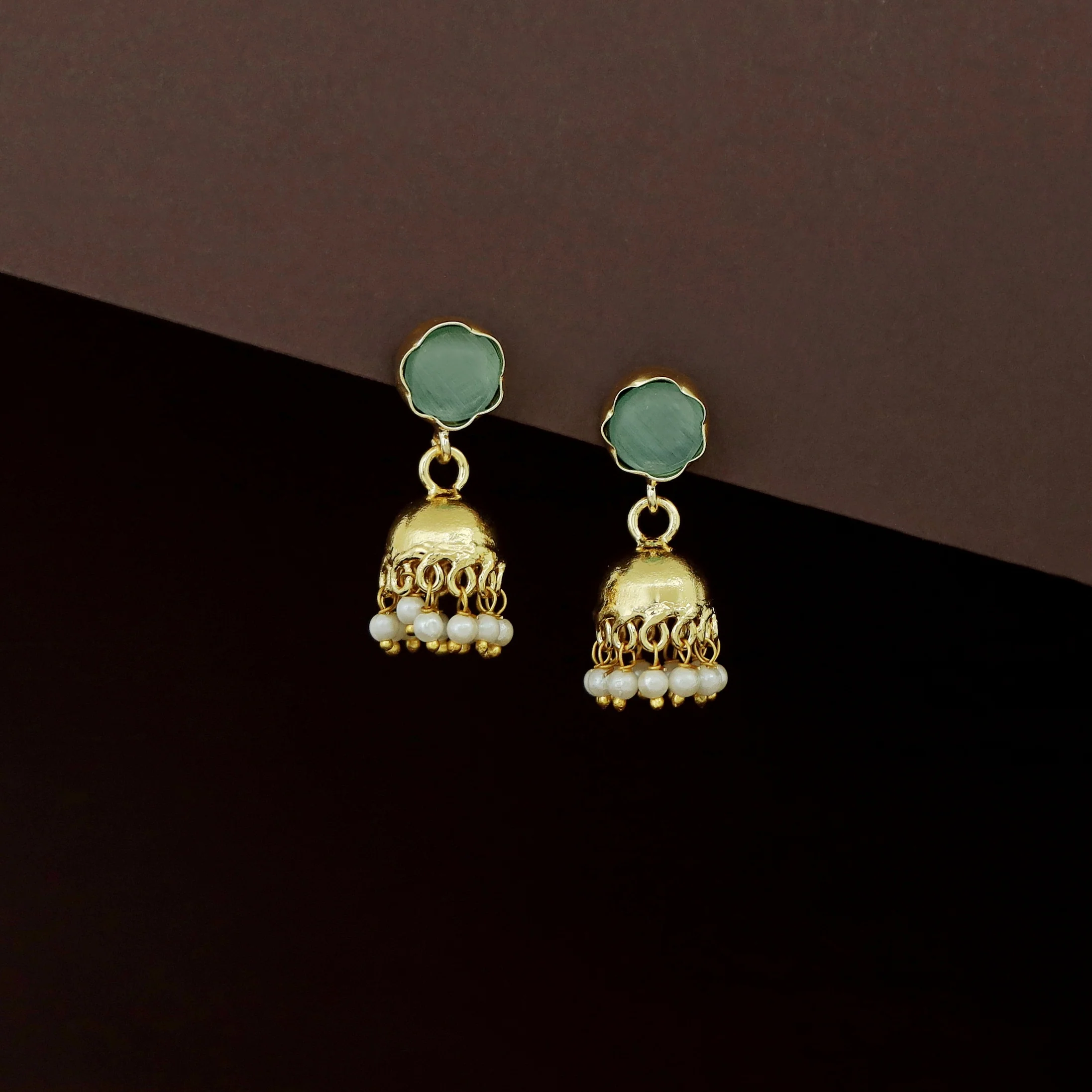 Nayeli Golden Pearl Jhumka - Image 24