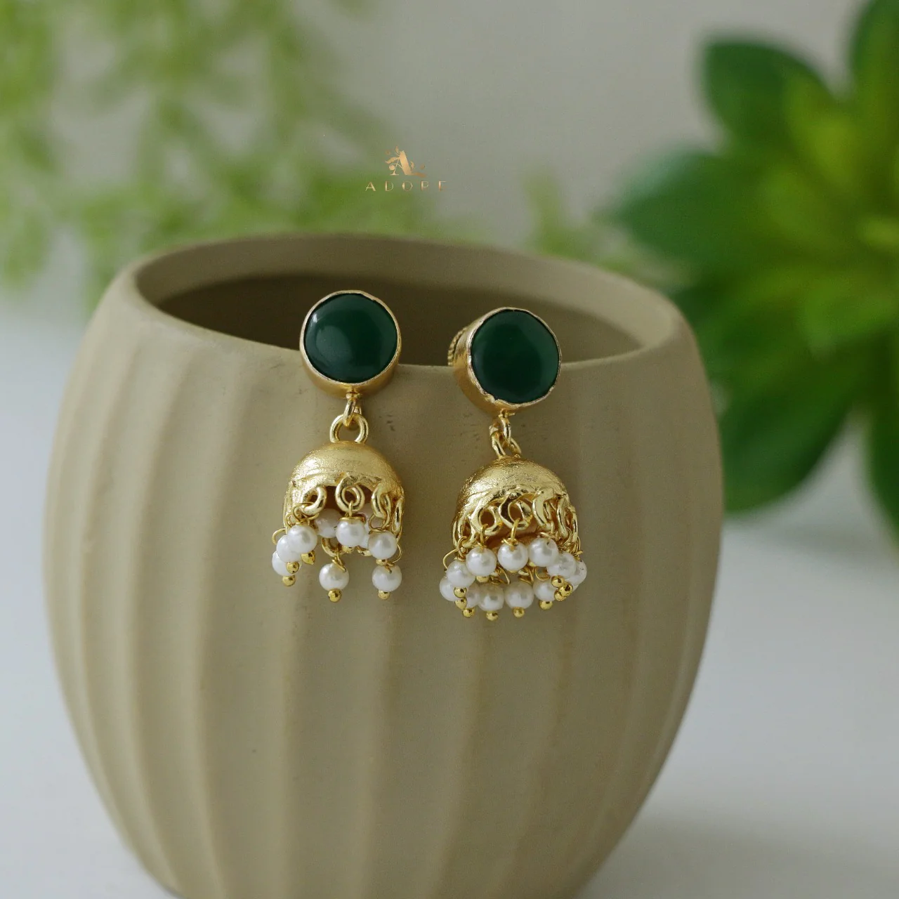 Nayeli Golden Pearl Jhumka - Image 25