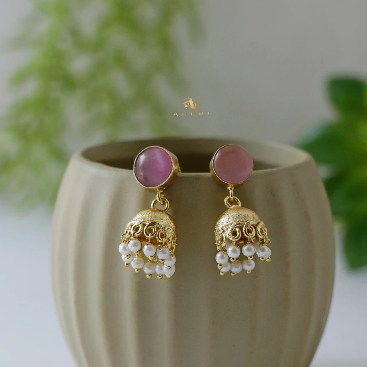 Nayeli Golden Pearl Jhumka - Image 27