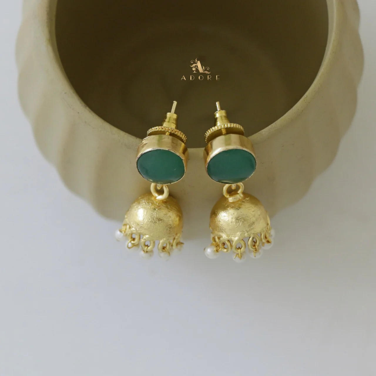 Nayeli Golden Pearl Jhumka - Image 28