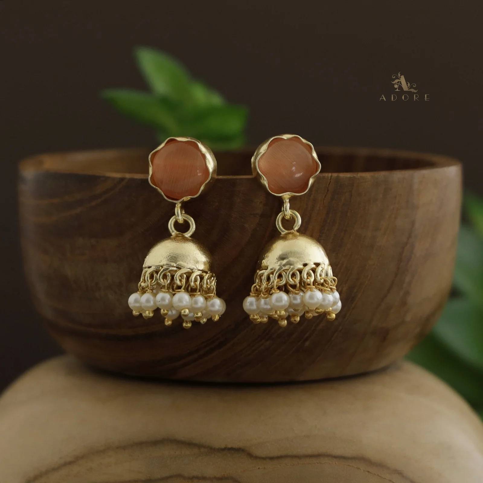 Nayeli Golden Pearl Jhumka - Image 3