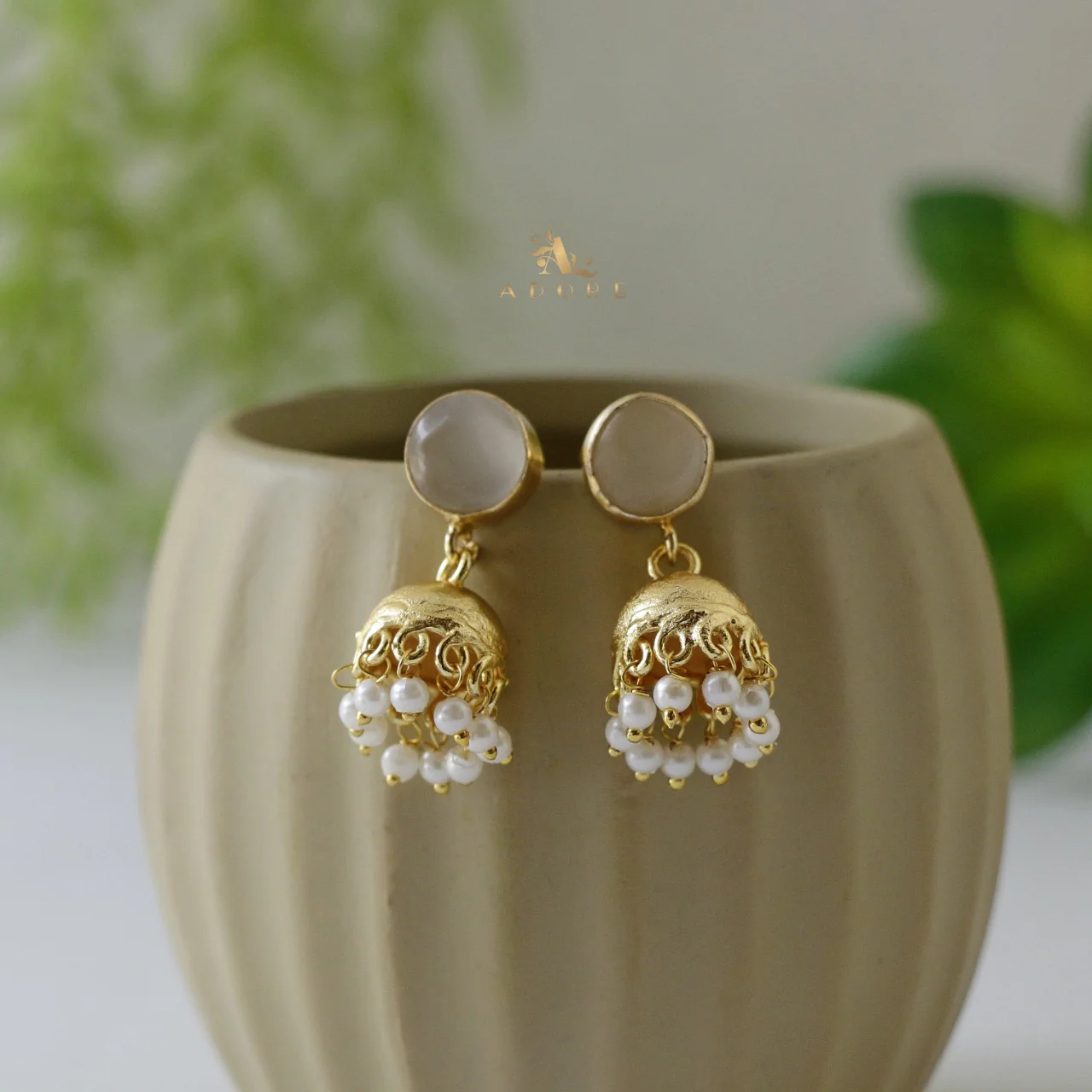 Nayeli Golden Pearl Jhumka - Image 30