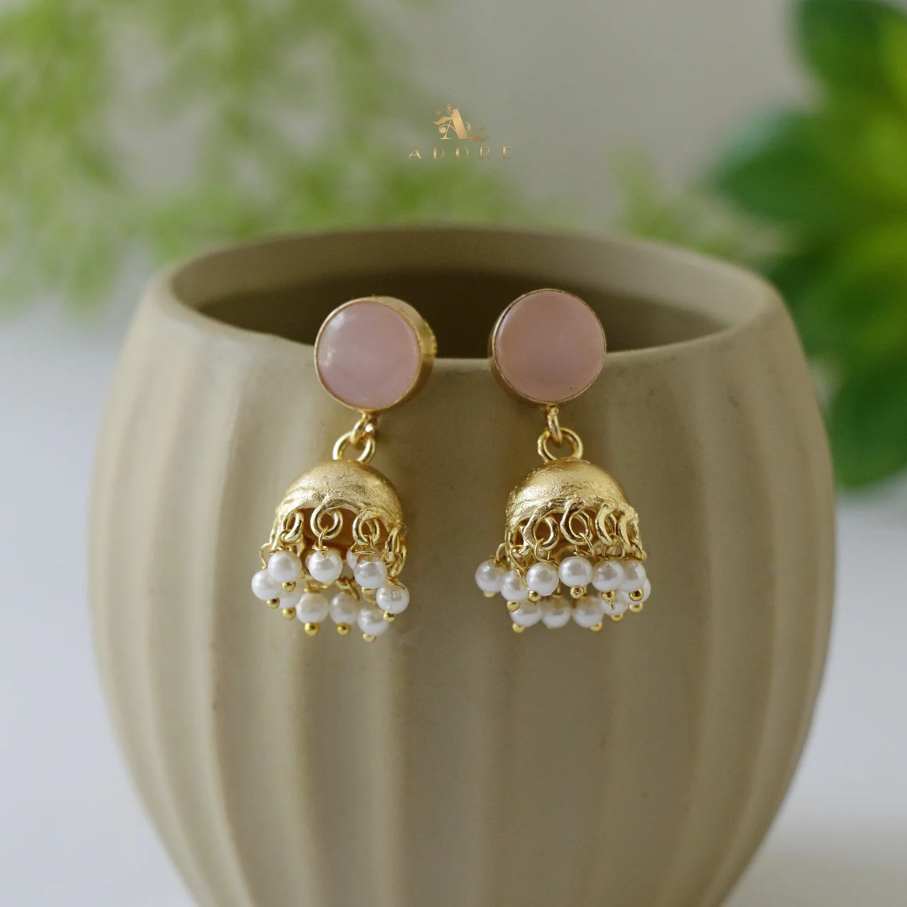 Nayeli Golden Pearl Jhumka - Image 31