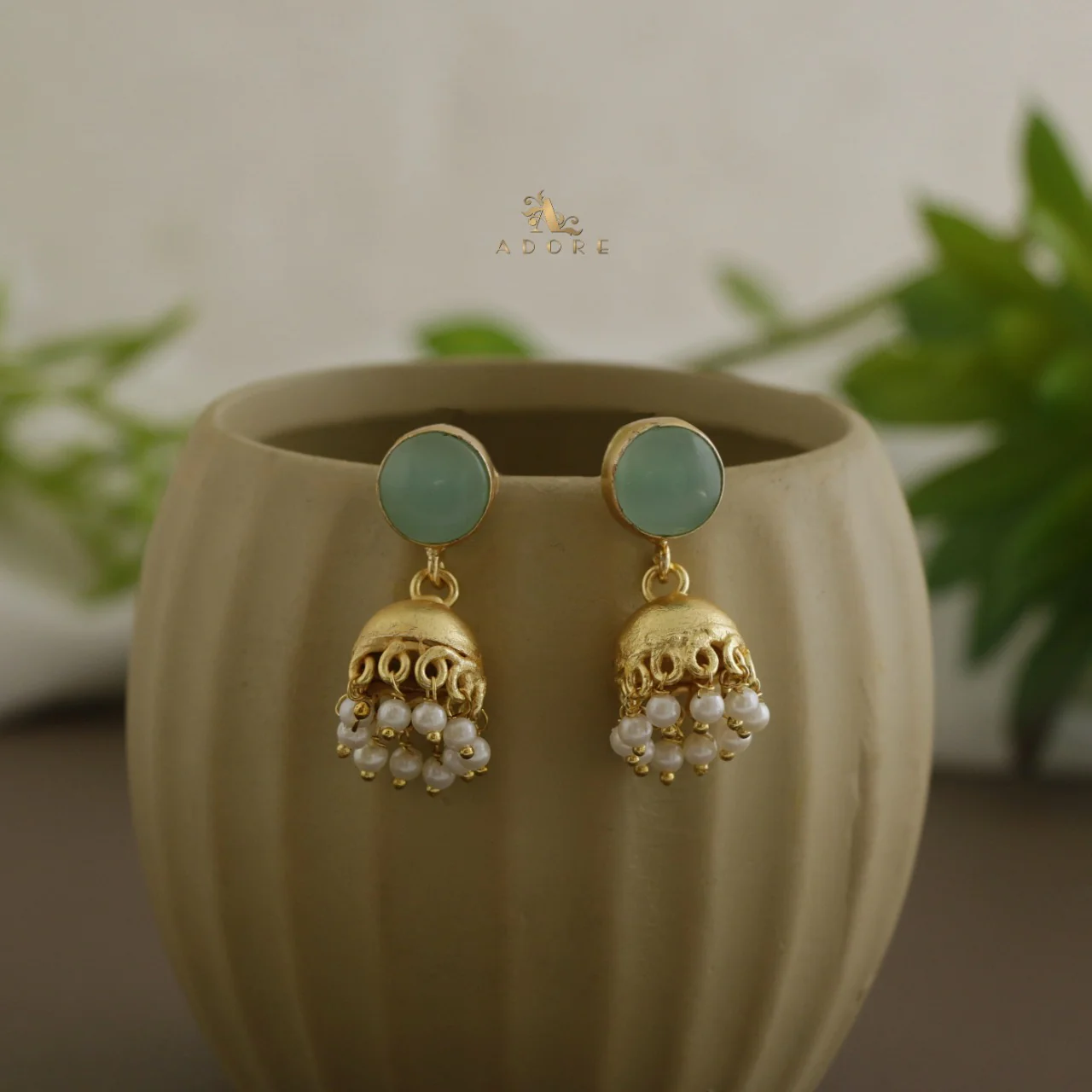 Nayeli Golden Pearl Jhumka - Image 32