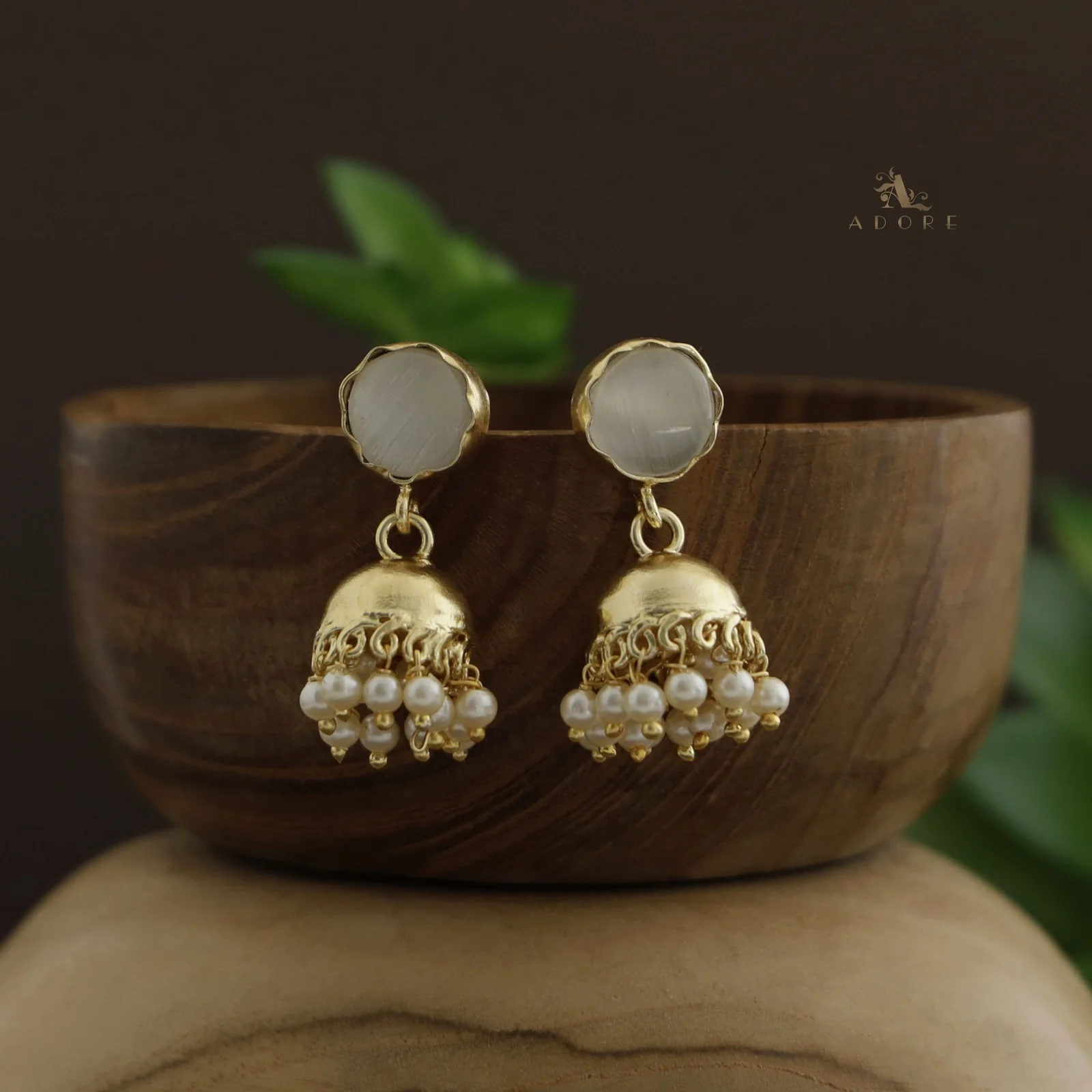 Nayeli Golden Pearl Jhumka - Image 34