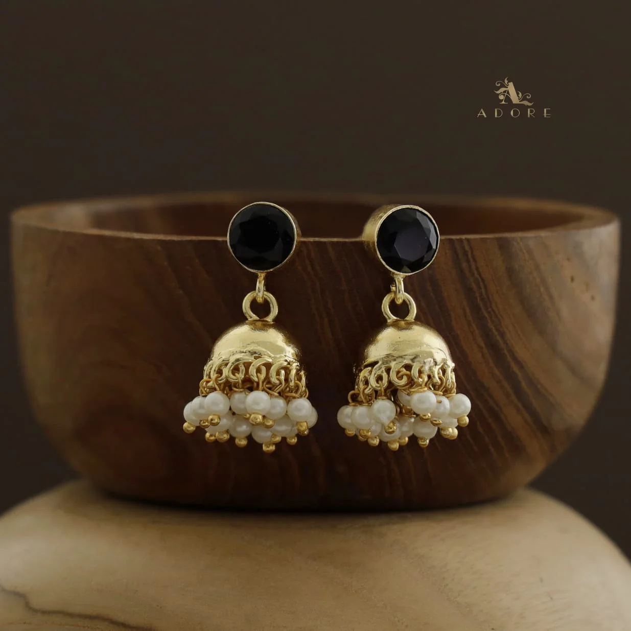 Nayeli Golden Pearl Jhumka - Image 35