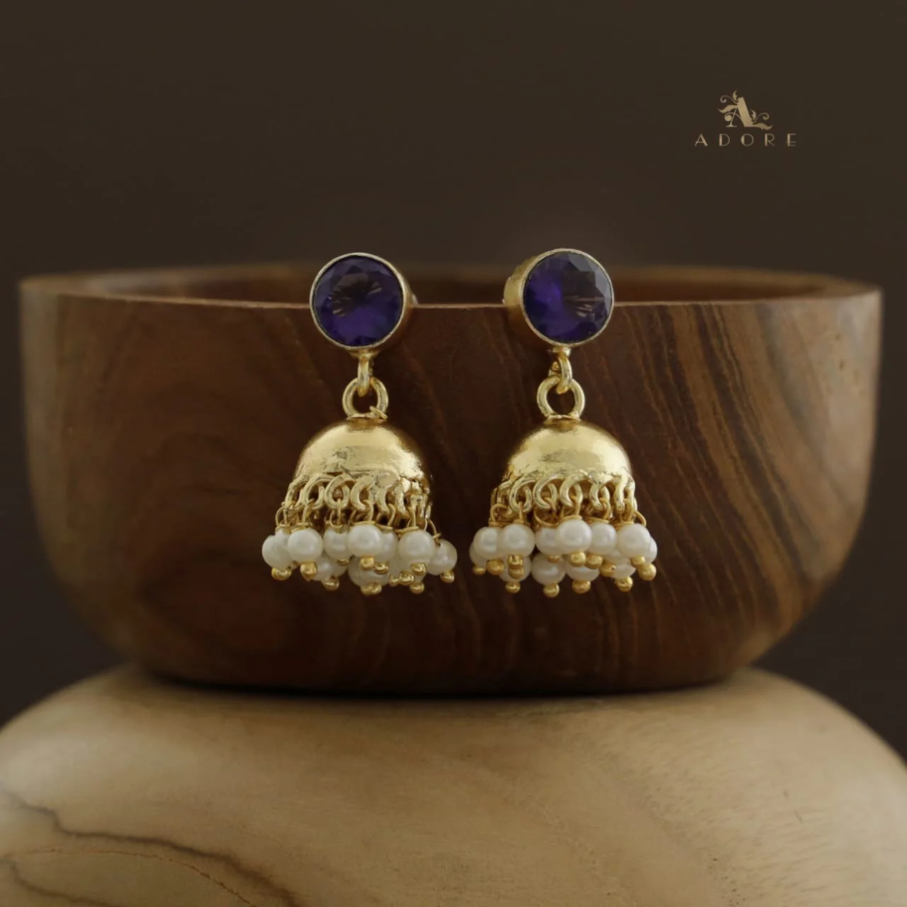 Nayeli Golden Pearl Jhumka - Image 36