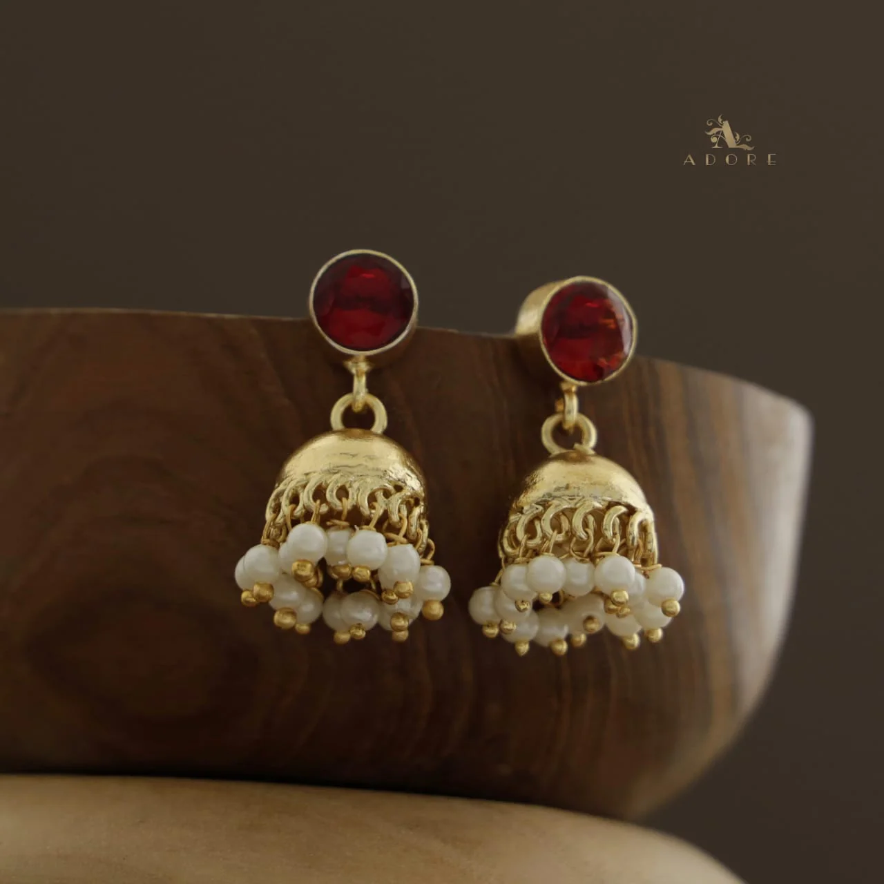 Nayeli Golden Pearl Jhumka - Image 38