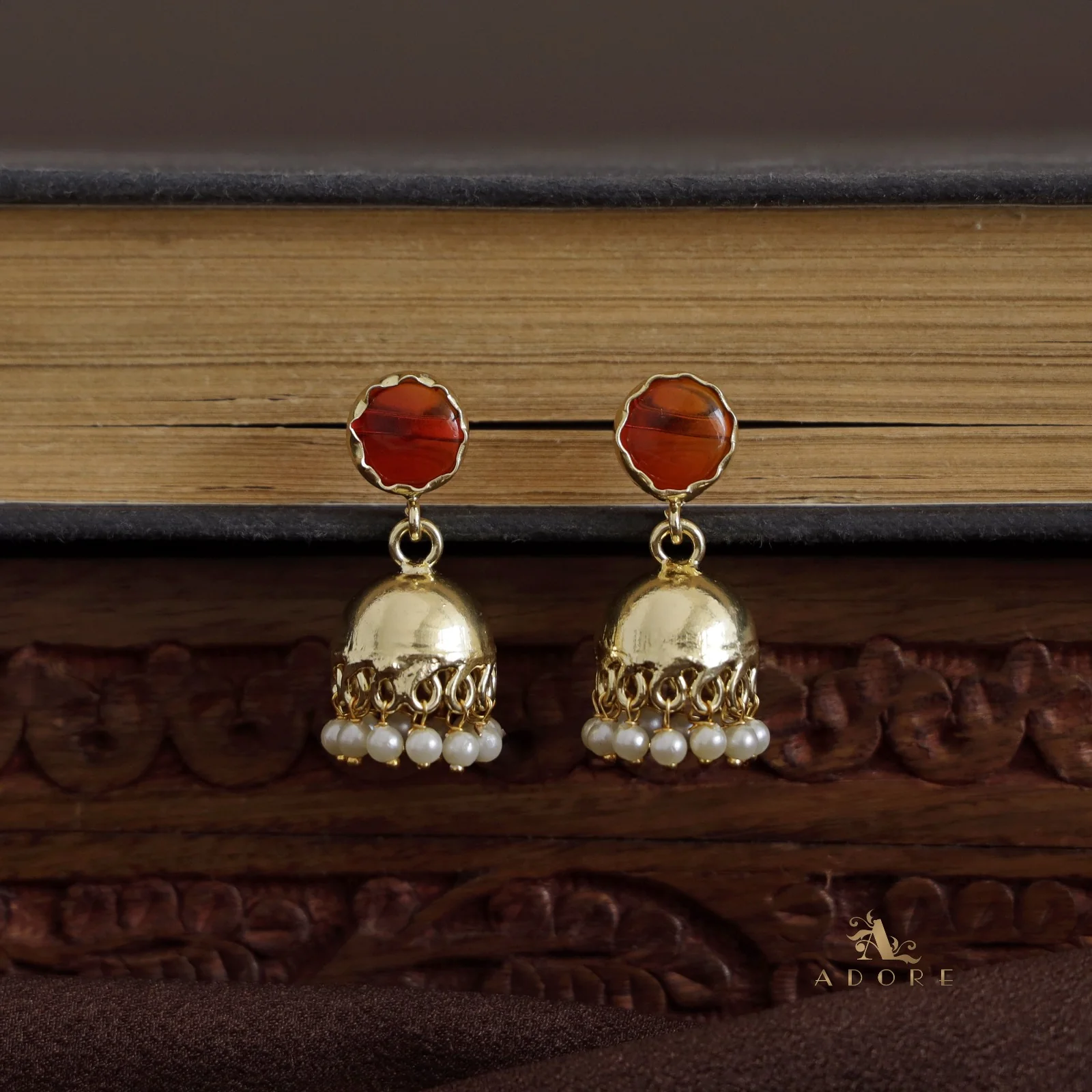 Nayeli Golden Pearl Jhumka - Image 39