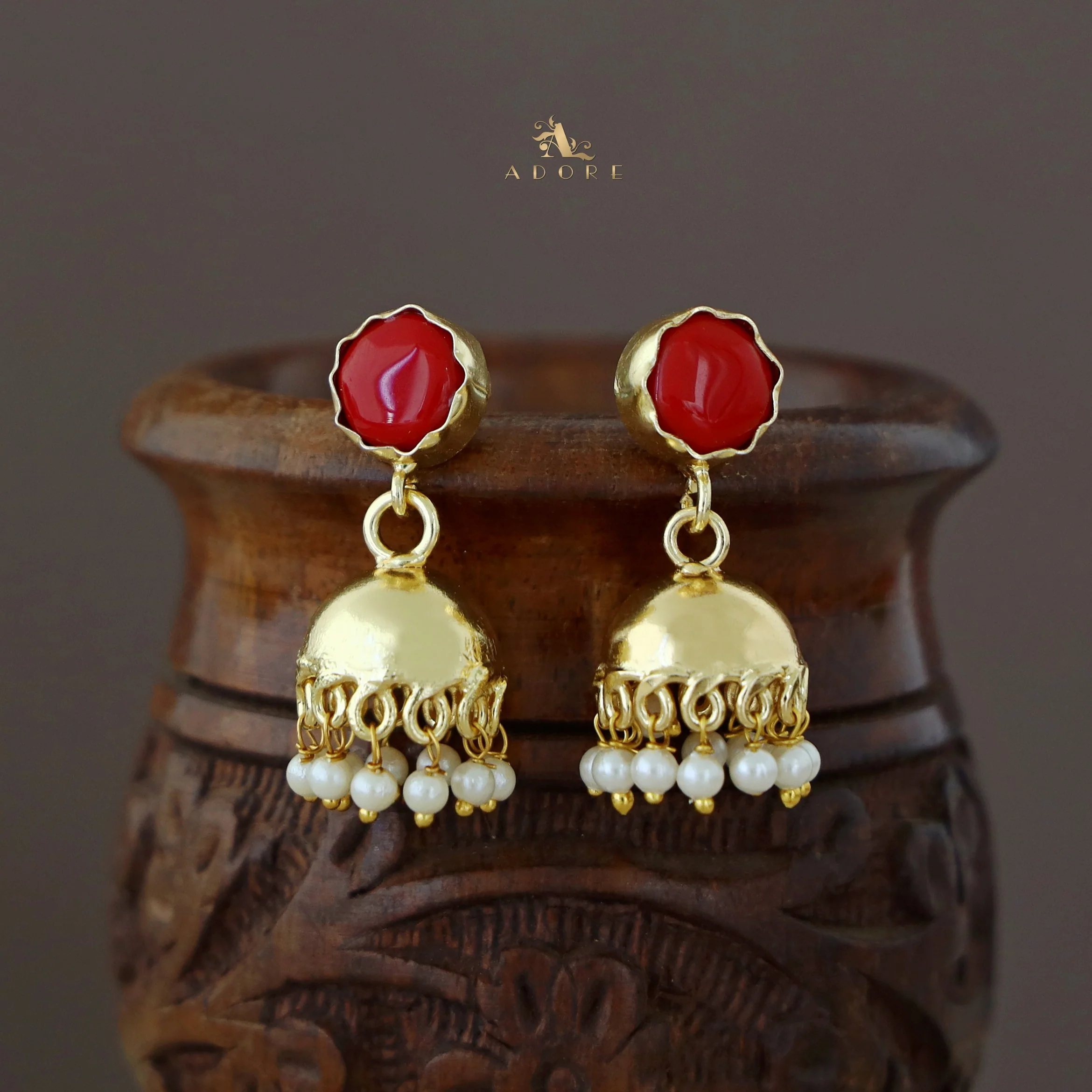 Nayeli Golden Pearl Jhumka - Image 41