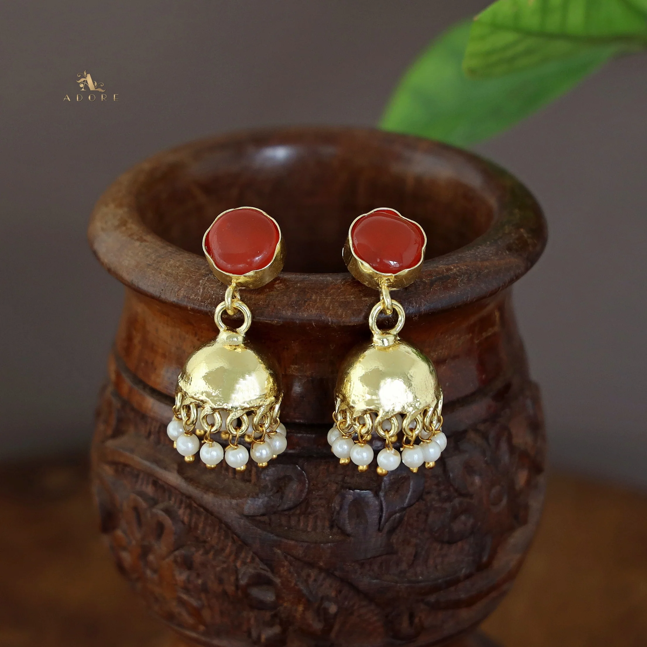 Nayeli Golden Pearl Jhumka - Image 42