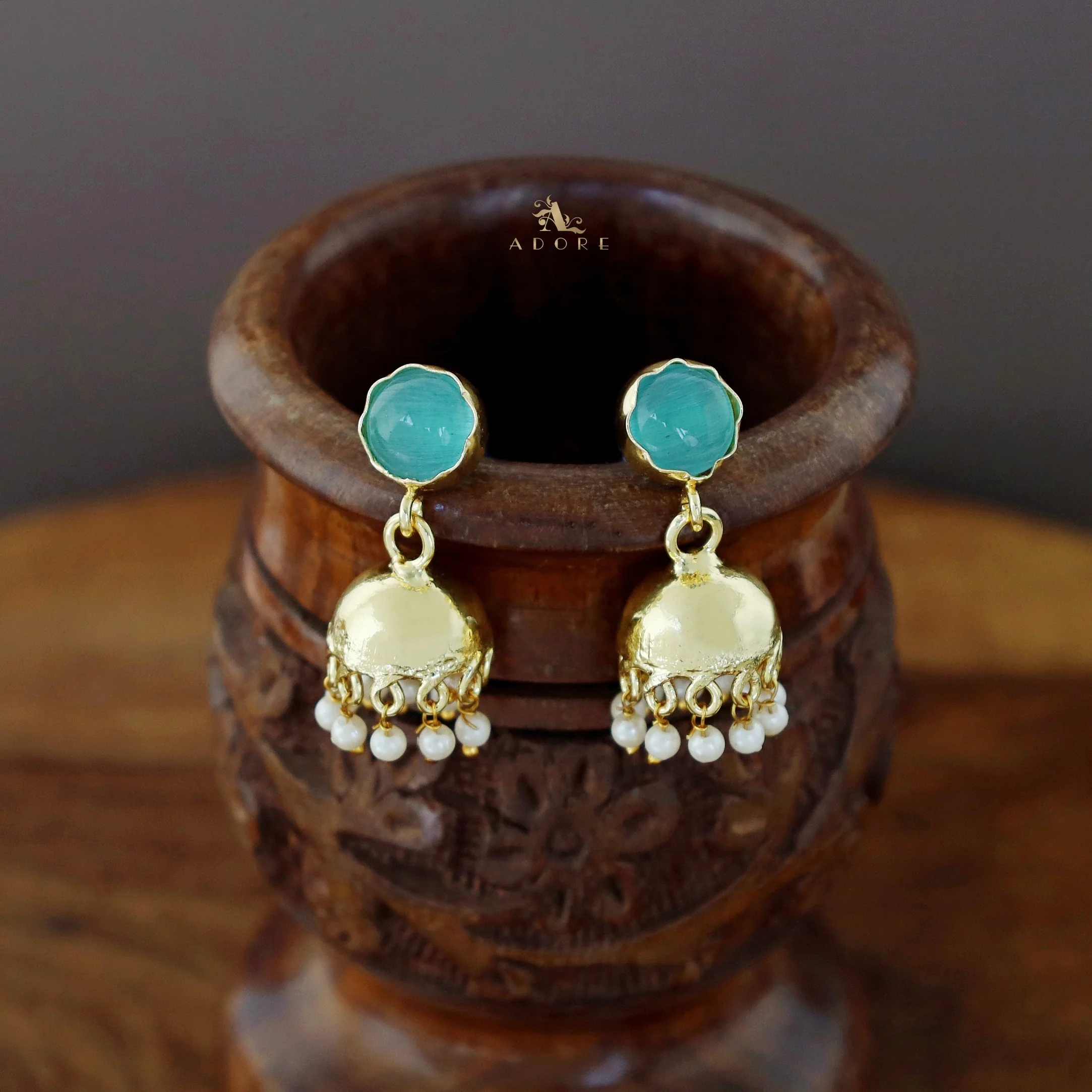 Nayeli Golden Pearl Jhumka - Image 44
