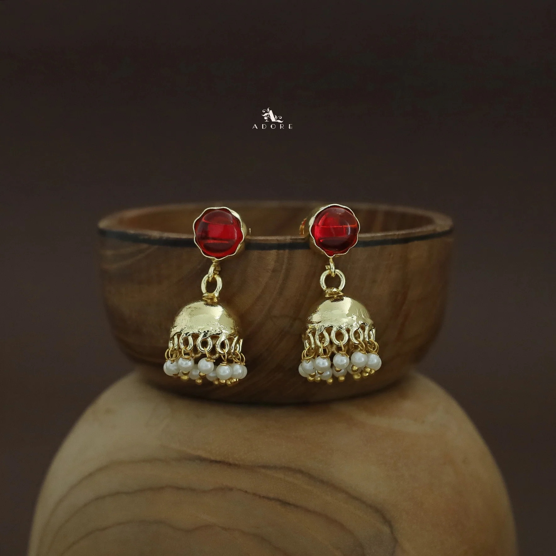 Nayeli Golden Pearl Jhumka - Image 45