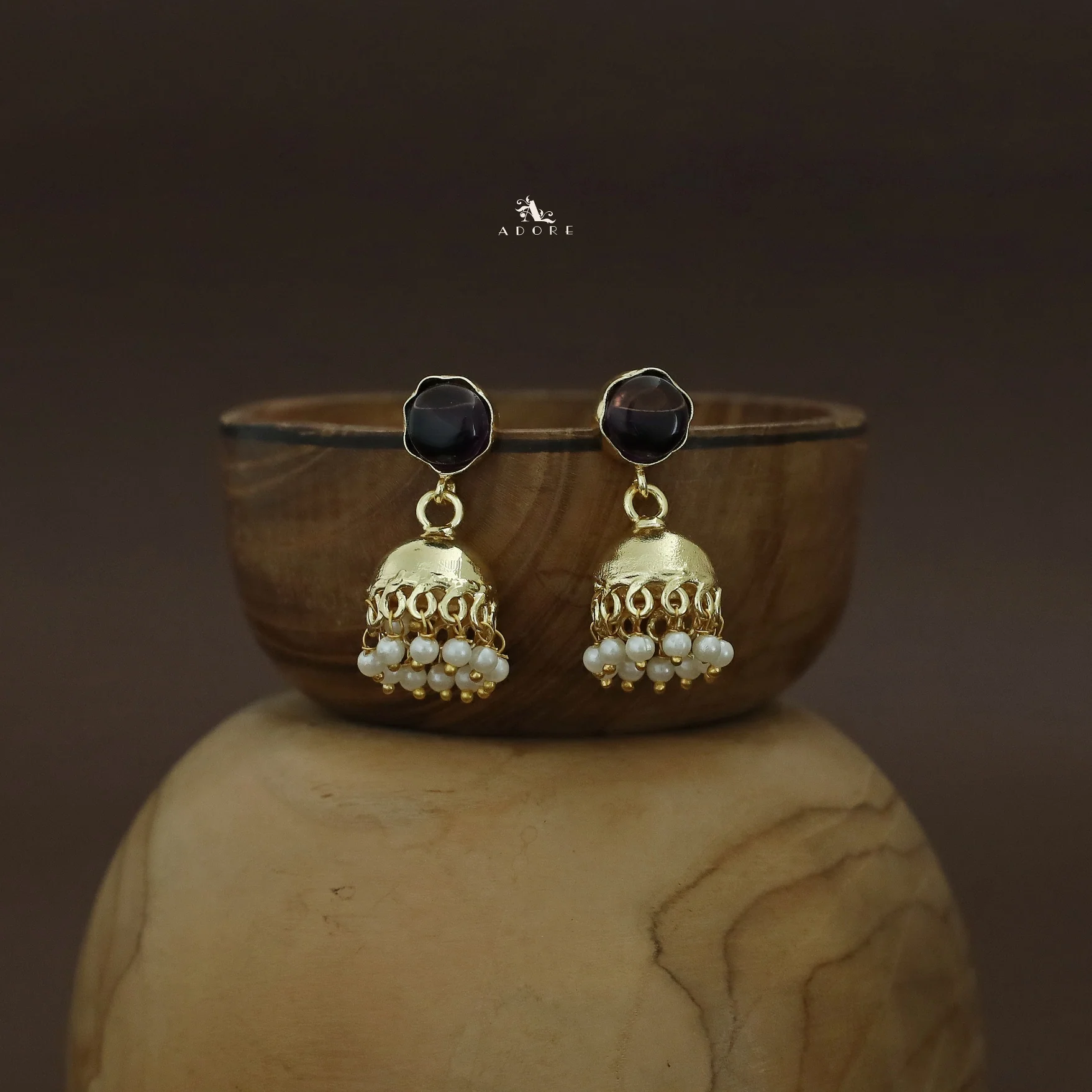 Nayeli Golden Pearl Jhumka - Image 46