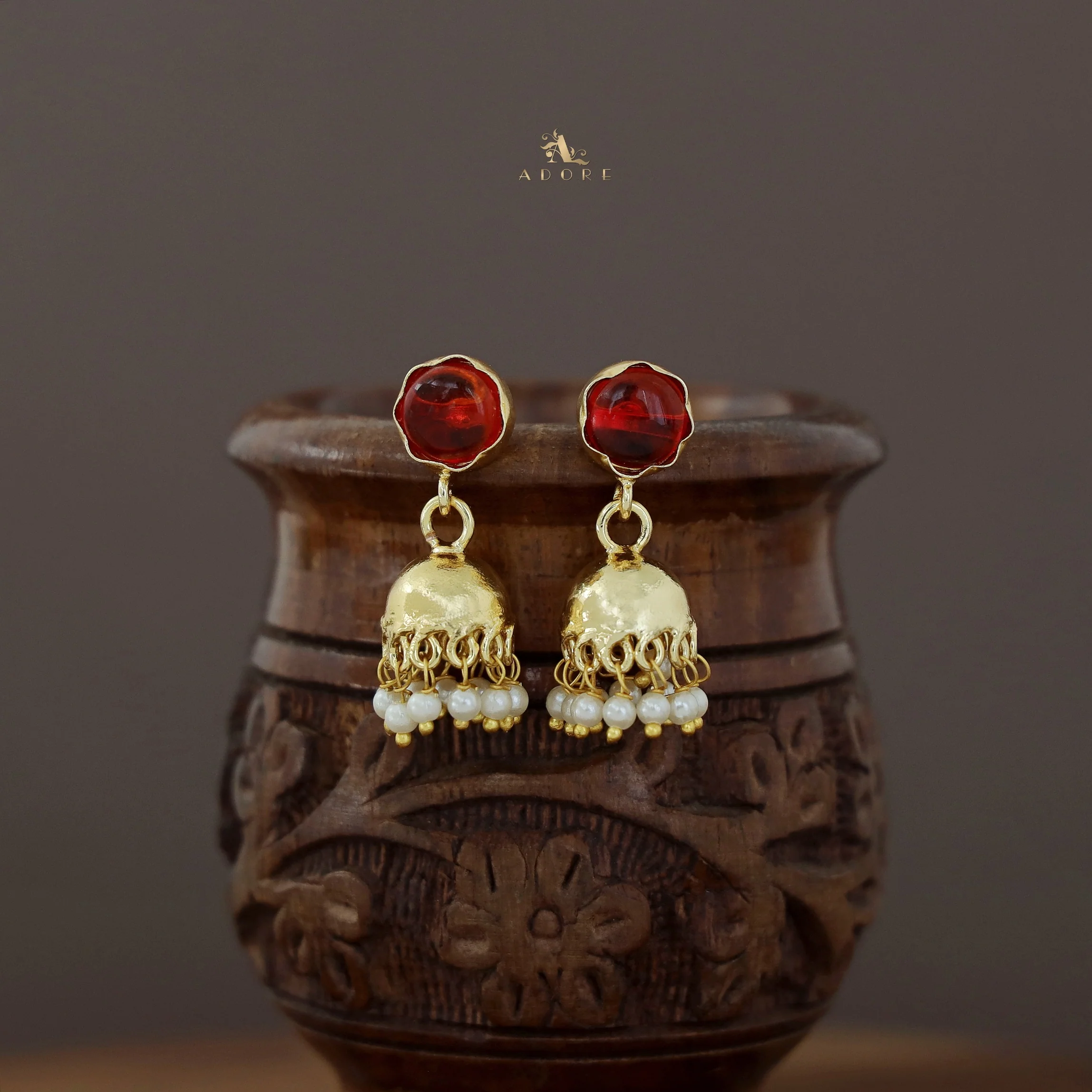Nayeli Golden Pearl Jhumka - Image 47