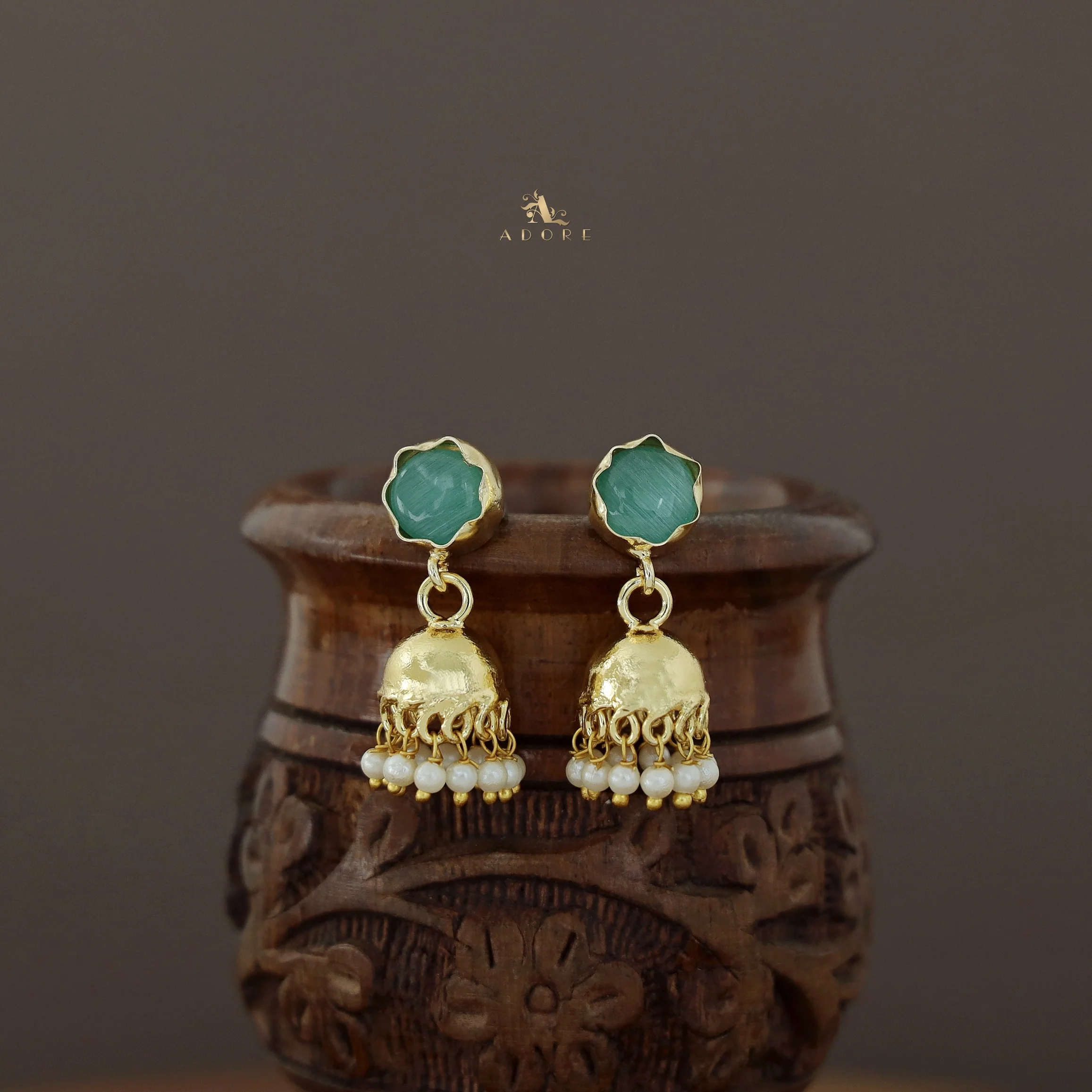 Nayeli Golden Pearl Jhumka - Image 48