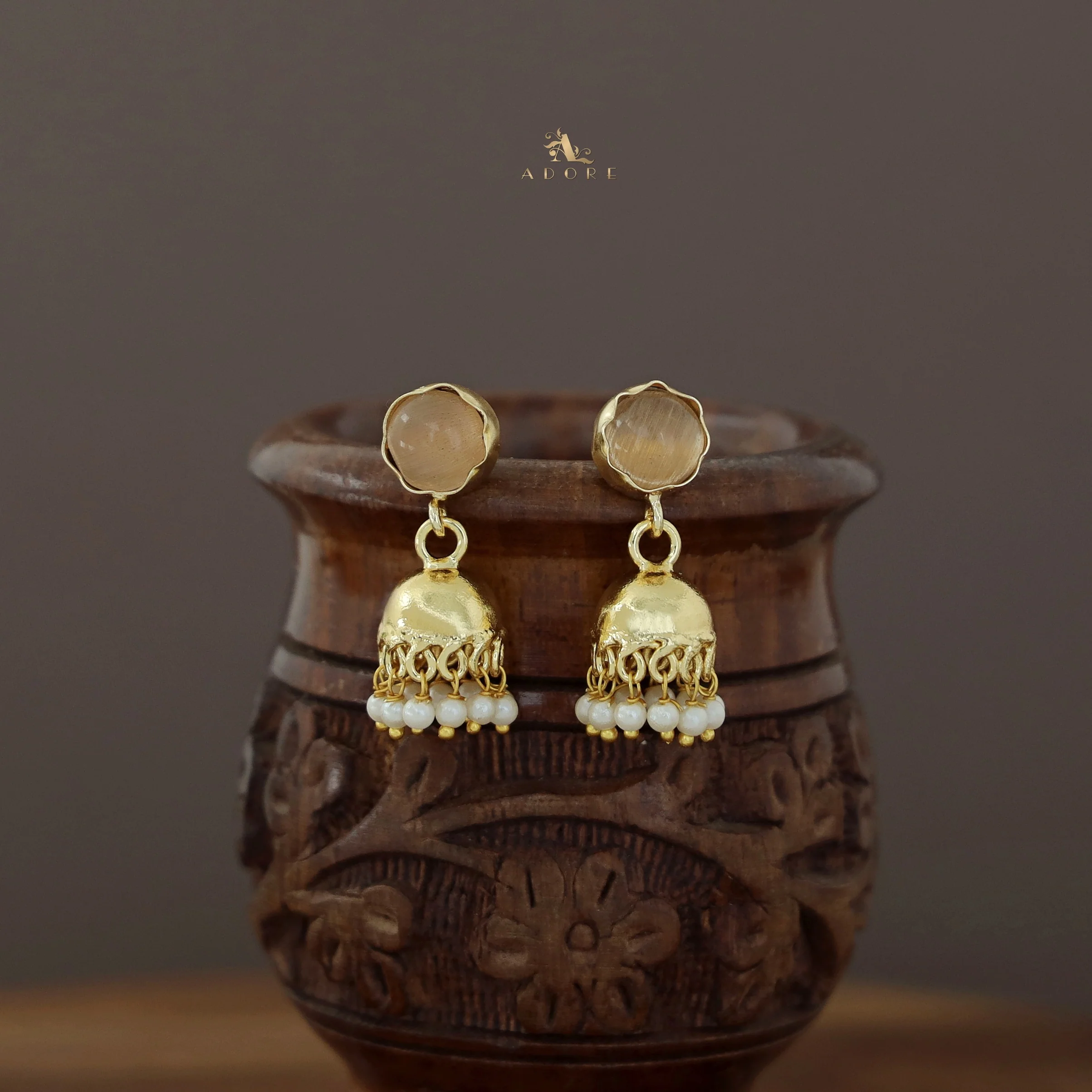 Nayeli Golden Pearl Jhumka - Image 49