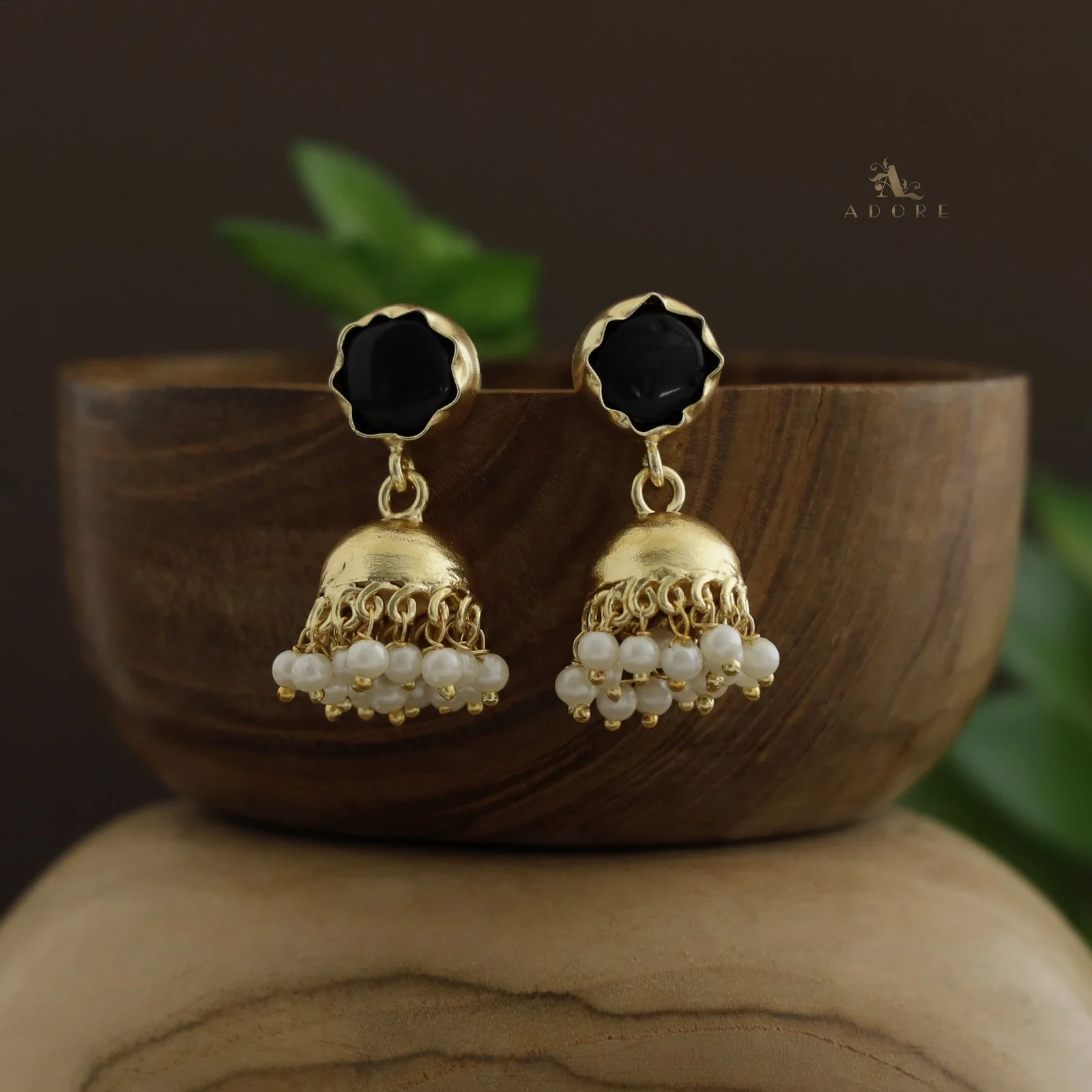 Nayeli Golden Pearl Jhumka - Image 5