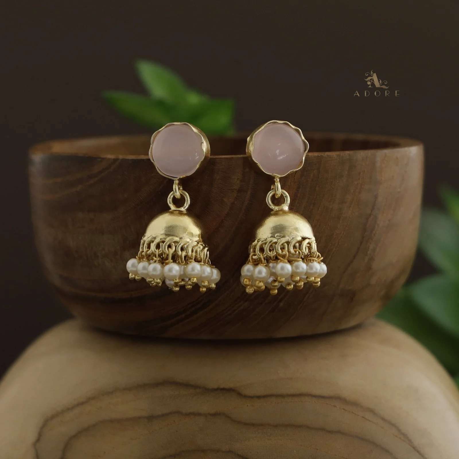 Nayeli Golden Pearl Jhumka - Image 6