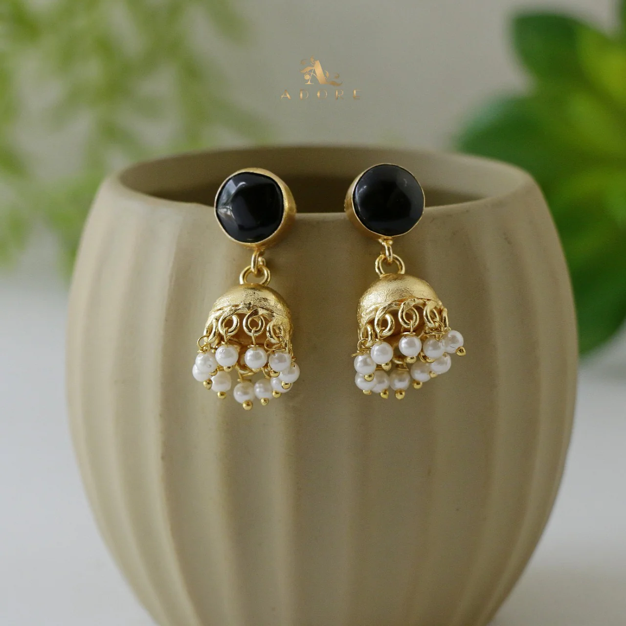 Nayeli Golden Pearl Jhumka - Image 7