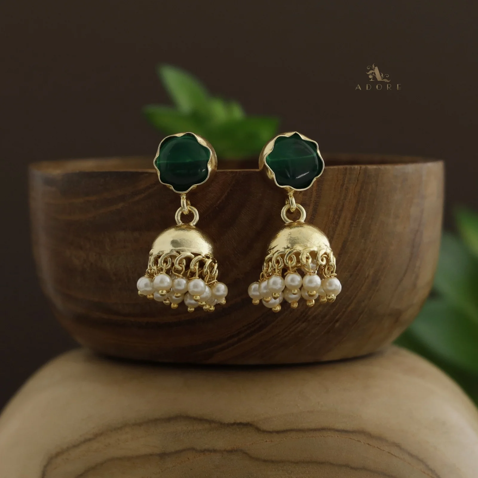 Nayeli Golden Pearl Jhumka - Image 8