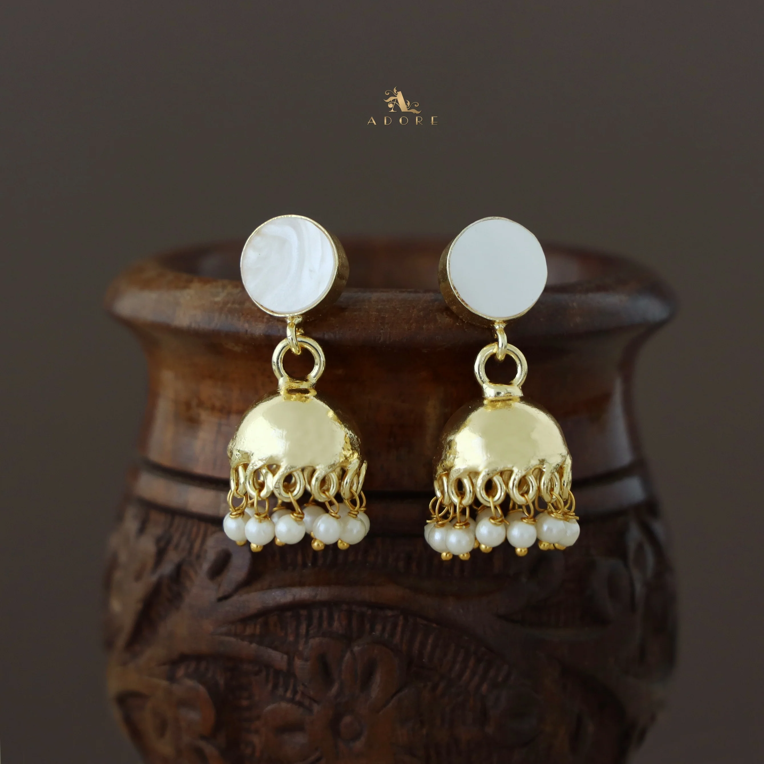 Nayeli Golden Pearl Jhumka - Image 9