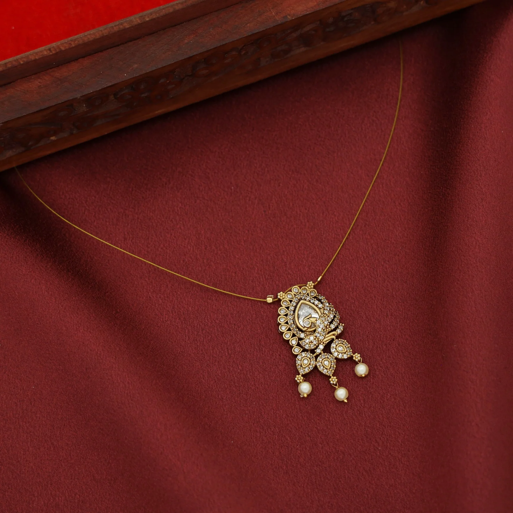 Nayomi AD Stone Mayura Pearl String Neckpiece - Image 2