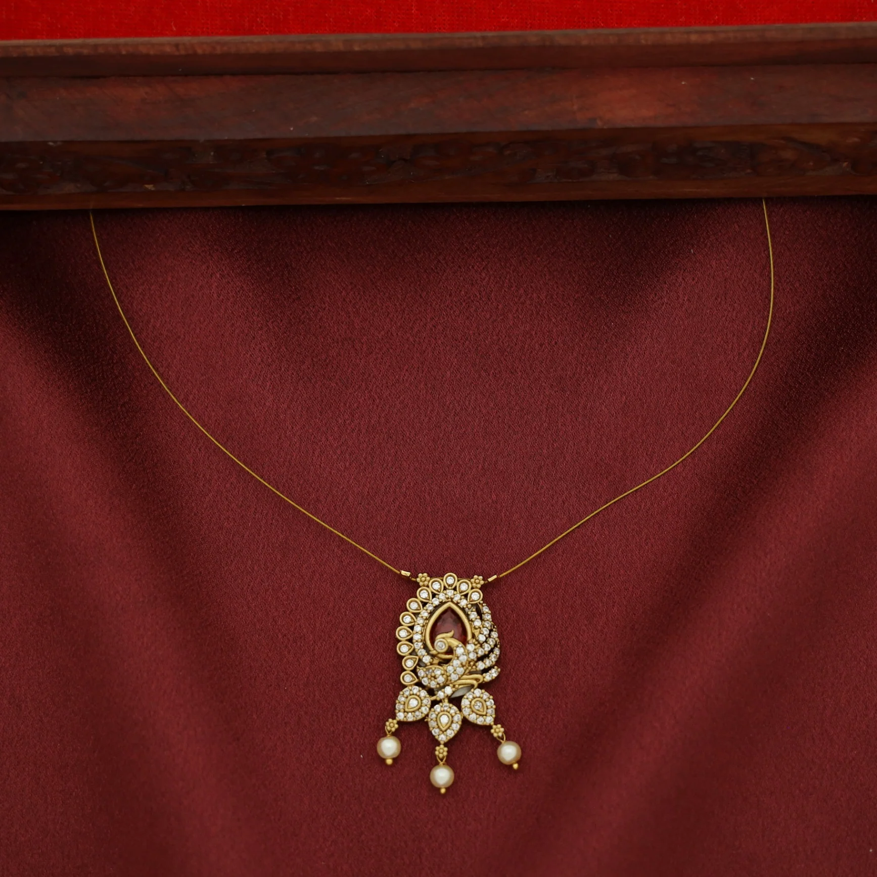 Nayomi AD Stone Mayura Pearl String Neckpiece - Image 3