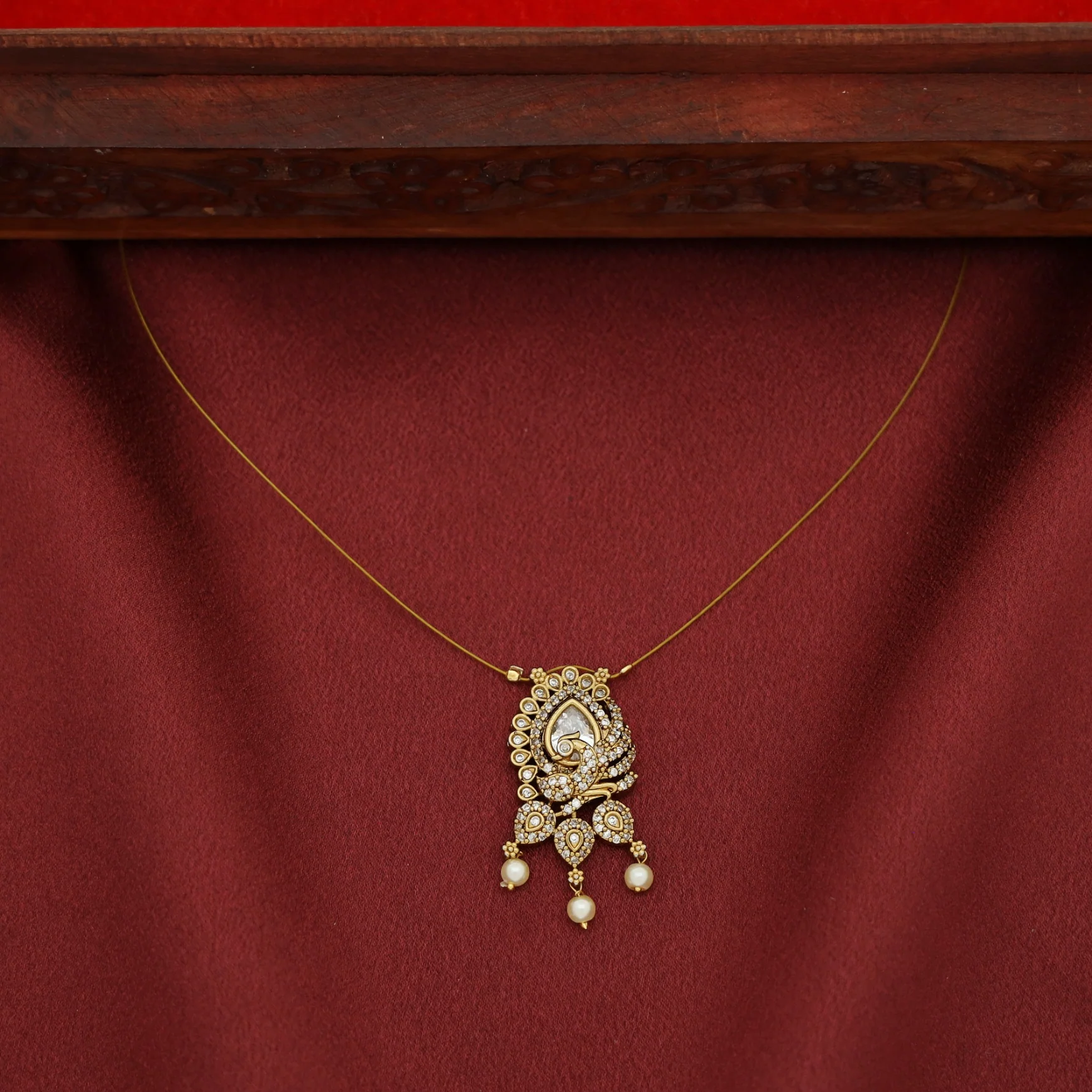 Nayomi AD Stone Mayura Pearl String Neckpiece - Image 6