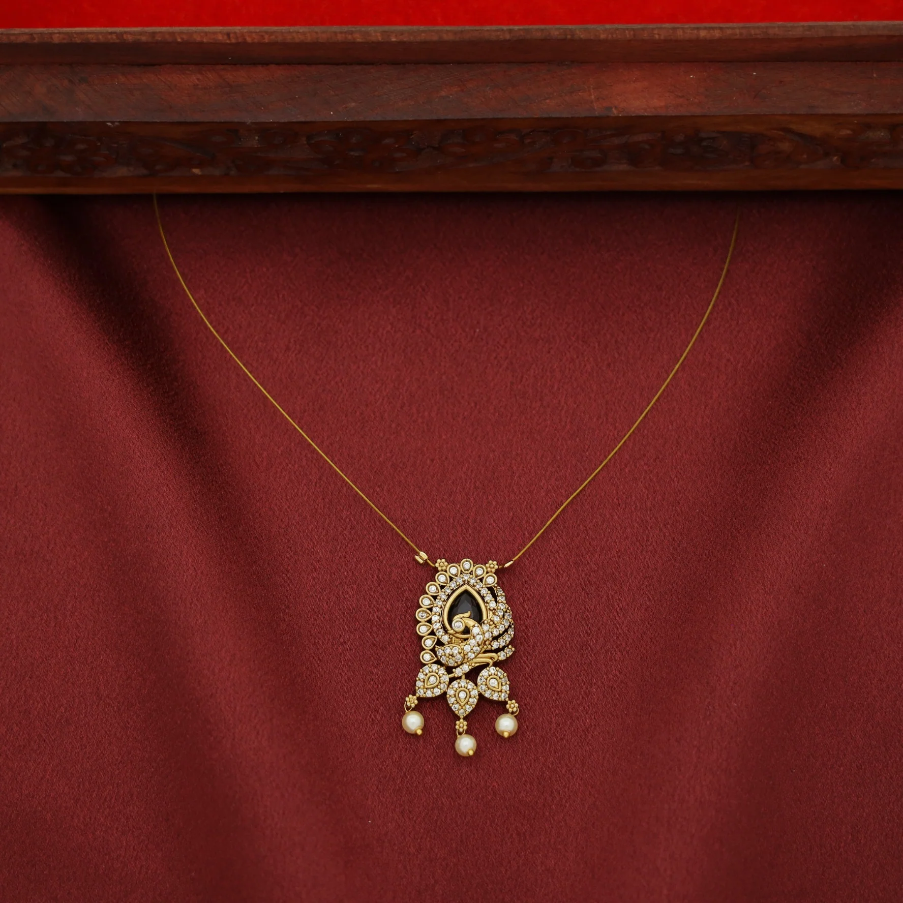 Nayomi AD Stone Mayura Pearl String Neckpiece - Image 7
