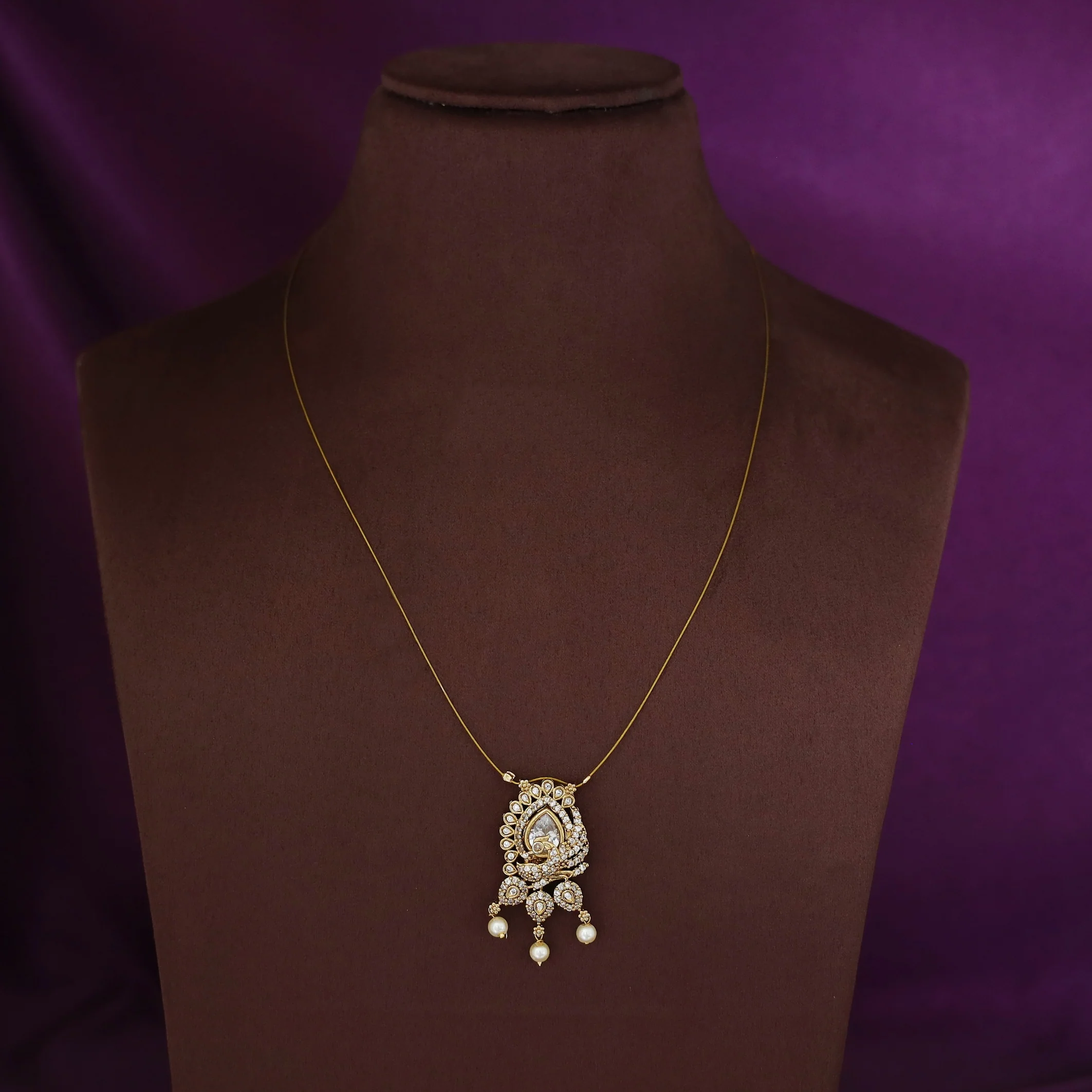 Nayomi AD Stone Mayura Pearl String Neckpiece - Image 8