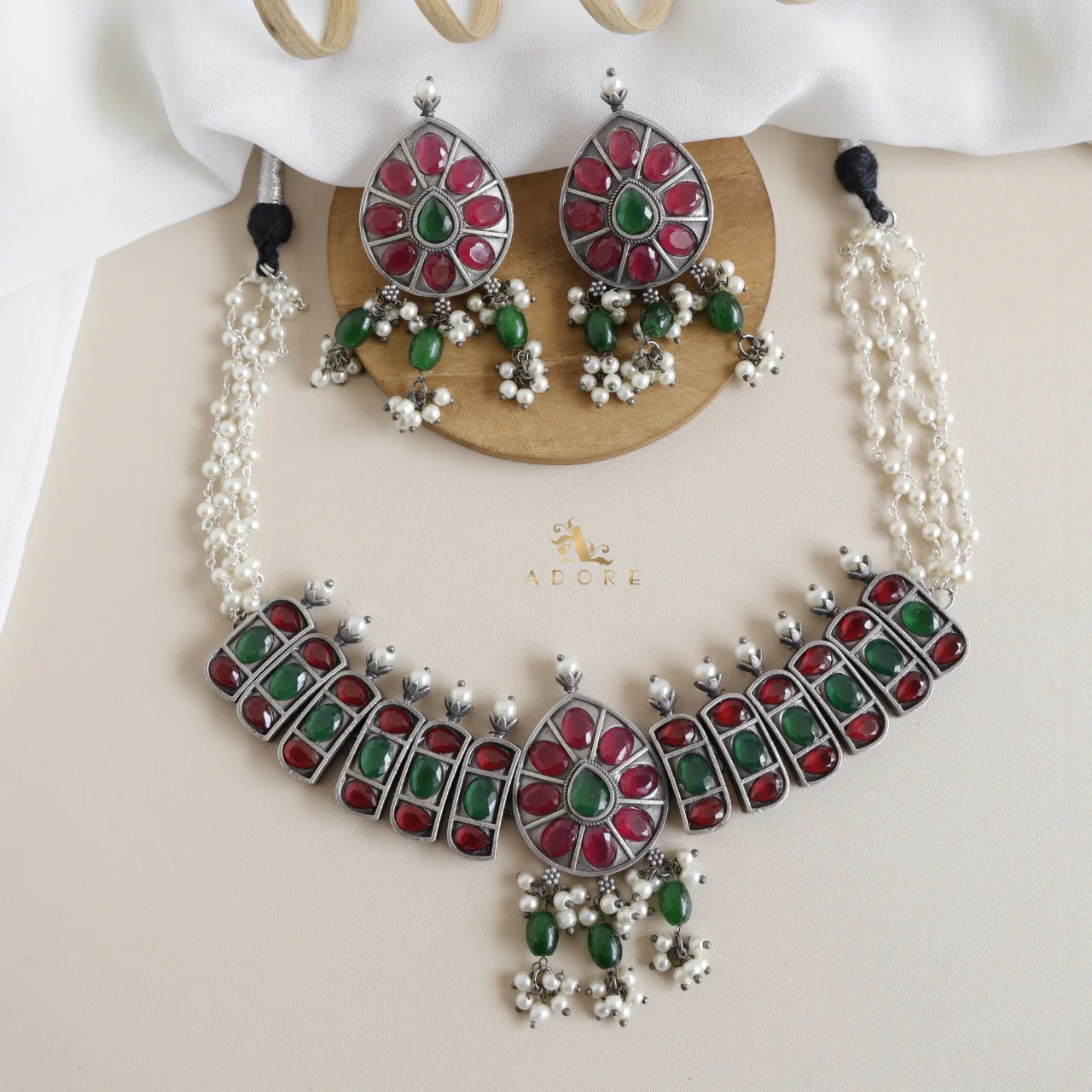 Niranjana Antique Choker With Earring - Image 6