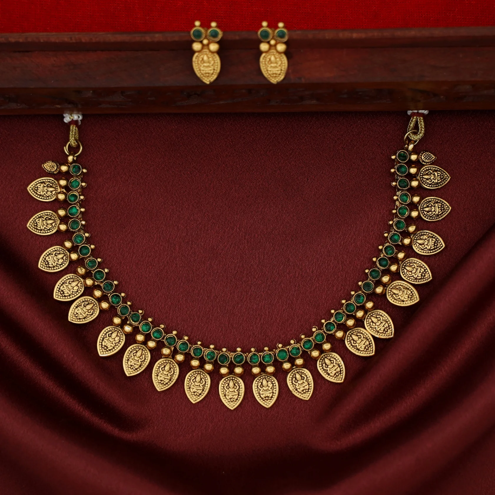 Neesha Devi Drop Golden Ball Short Neckpiece With Earring - Image 3