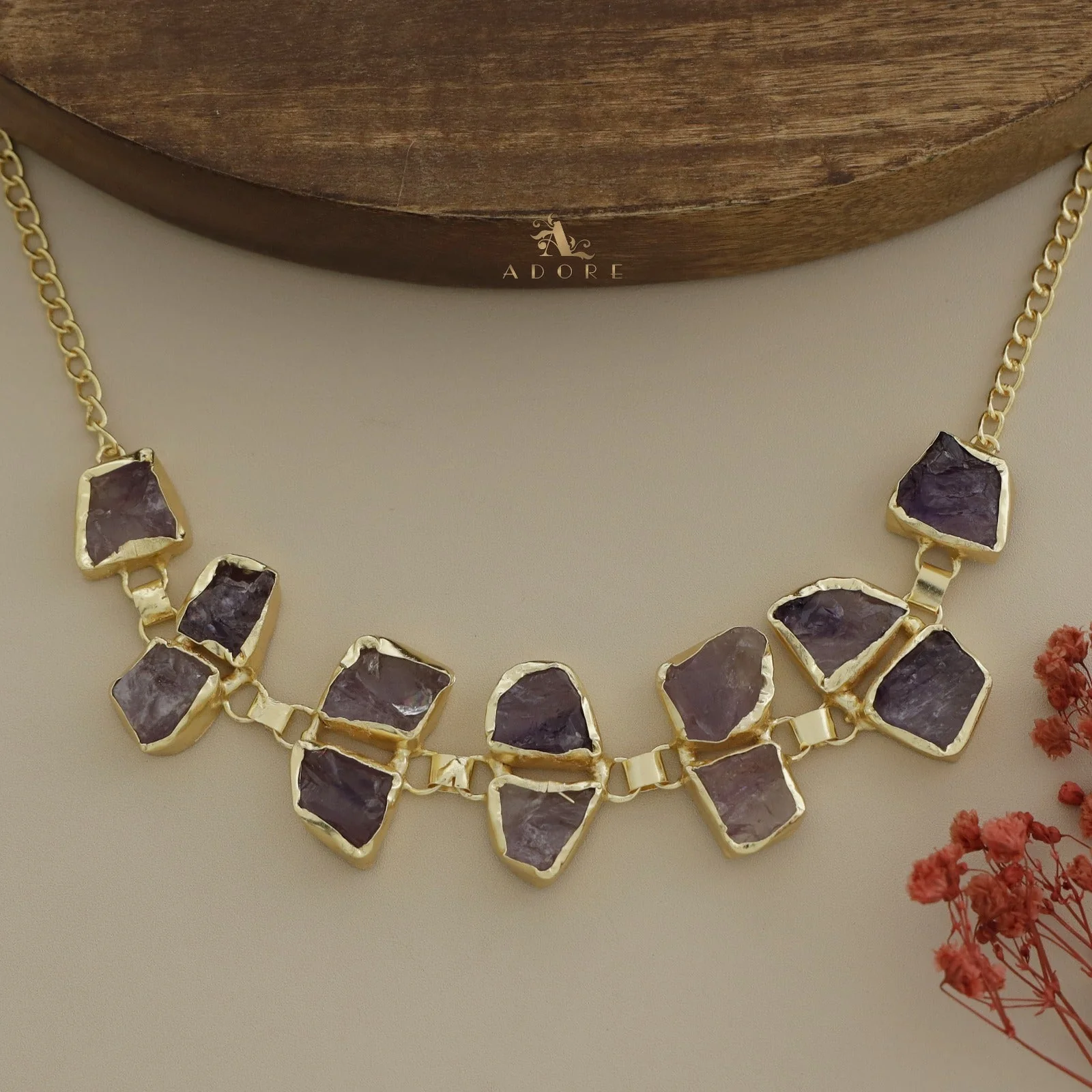 Nehara Twin Raw Stone Short Neckpiece / Choker - Image 2